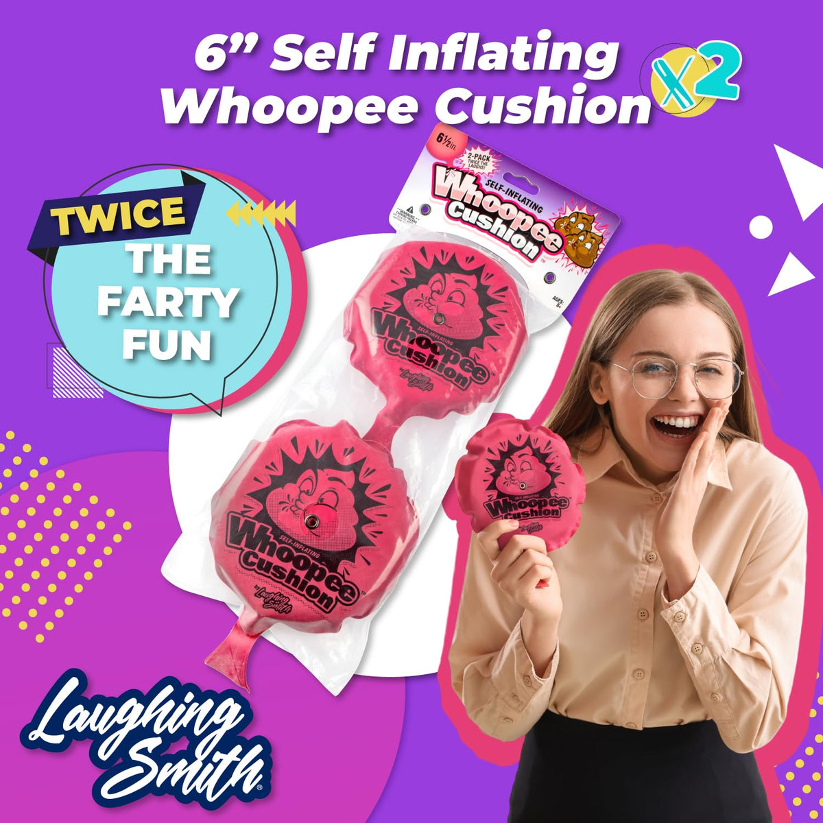 Laughing Smith 6" Self-Inflating Whoopie Cushion (2-Pack) – Bulk Party Favors & Prank Toys