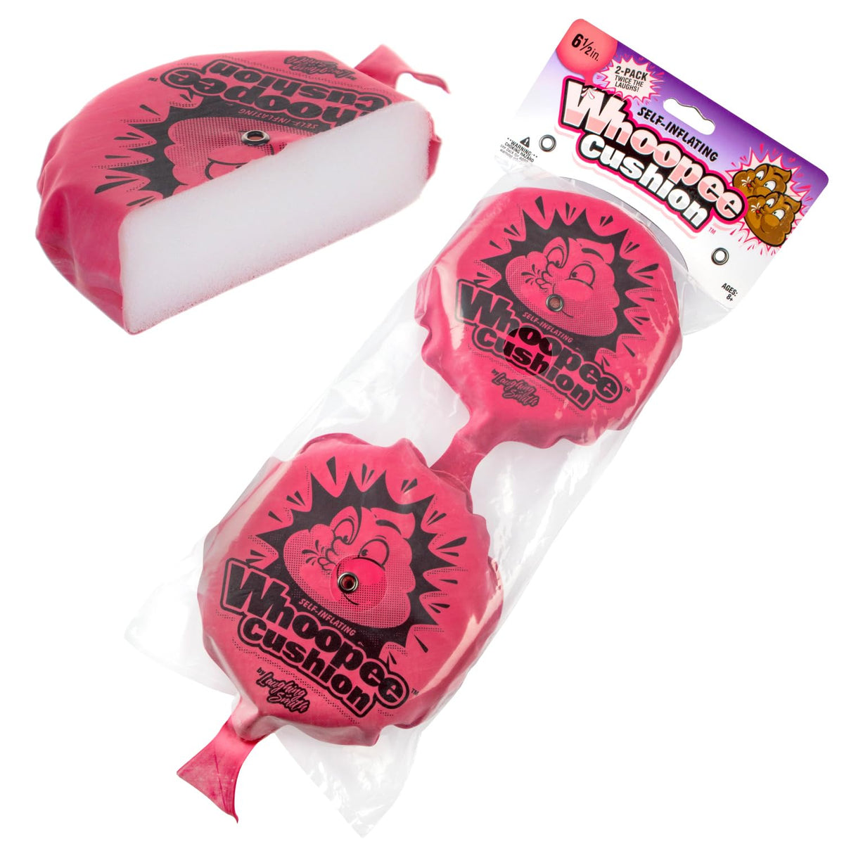Laughing Smith 6" Self-Inflating Whoopie Cushion (2-Pack) – Bulk Party Favors & Prank Toys