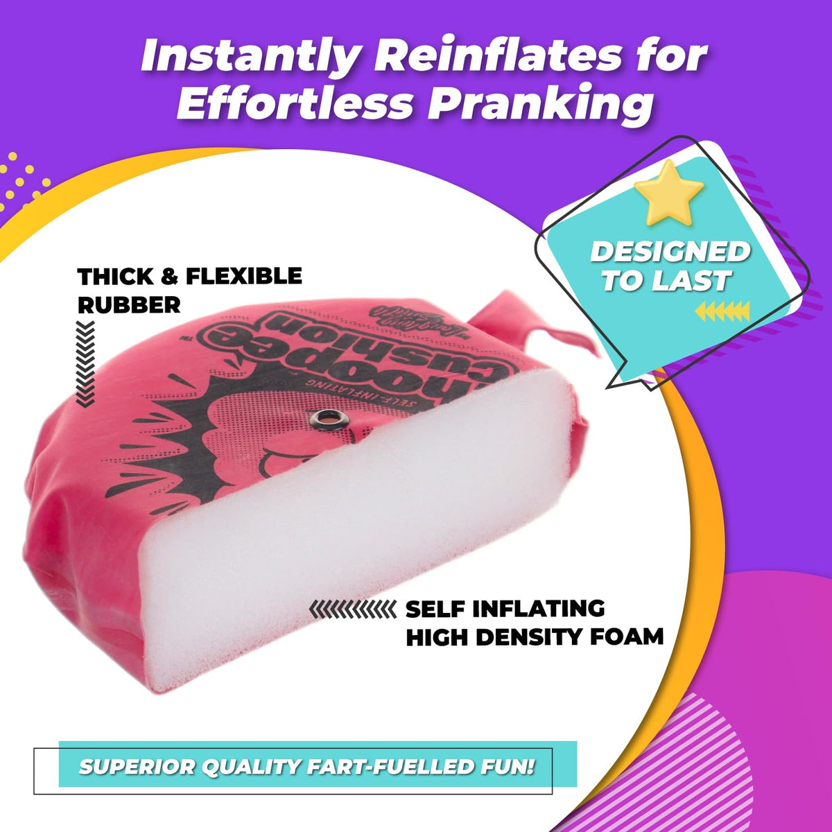 Laughing Smith 6" Self-Inflating Whoopie Cushion (2-Pack) – Bulk Party Favors & Prank Toys