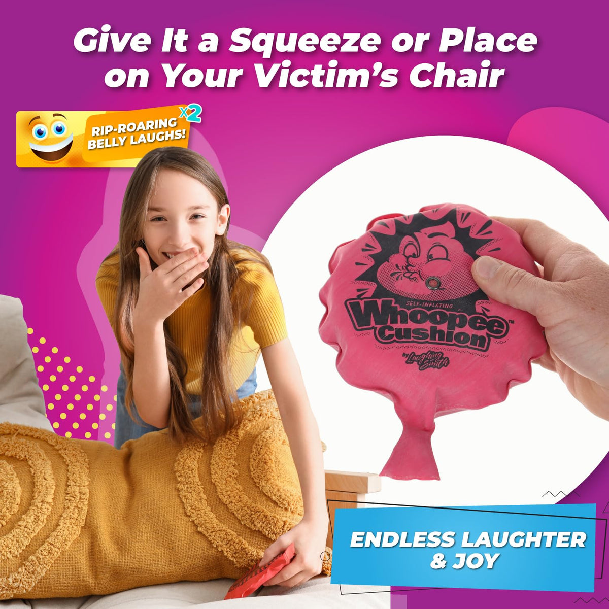 Laughing Smith 6" Self-Inflating Whoopie Cushion (2-Pack) – Bulk Party Favors & Prank Toys