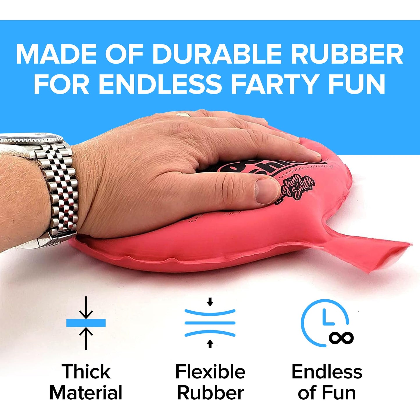 Laughing Smith Mega 8-inch Whoopee Cushion – Giant Fart Sound Prank Toy for Kids | Durable Gag Gift