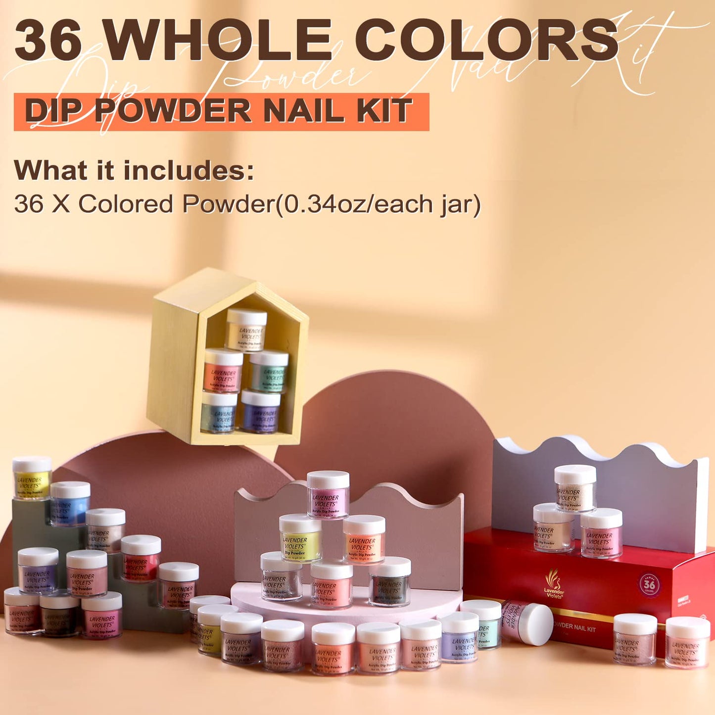 Lavender Violets 36 Colors Dip Powder Nail Kit – Quick Drying, No Lamp Needed, Home Salon M950