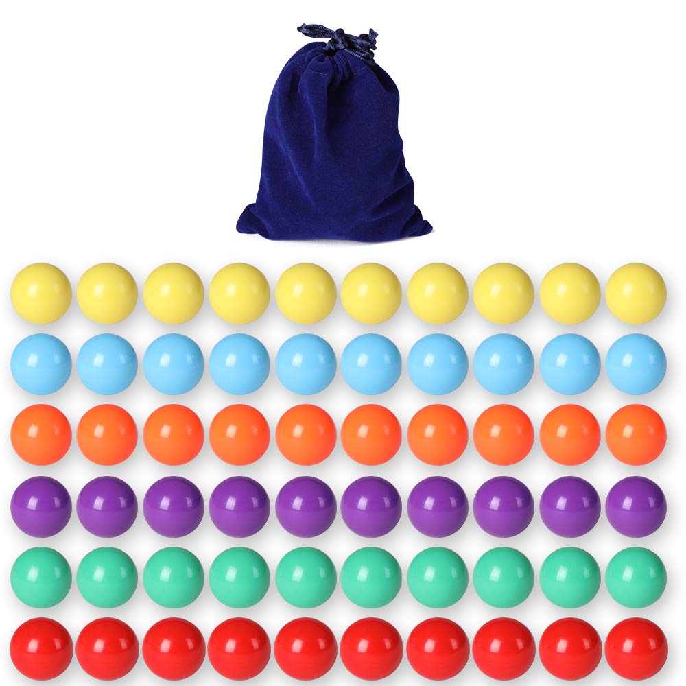 Laviesto 60 Pcs Replacement Marbles for Chinese Checkers – 16mm Acrylic Balls, 6 Colors