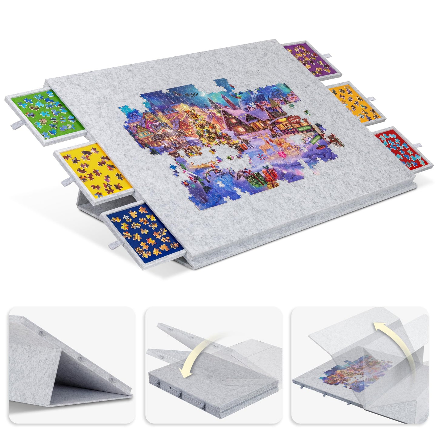 Lavievert 2000-Piece Portable Jigsaw Puzzle Board — 6 Drawers, Tilting Stand & Cover, Lightweight & Foldable