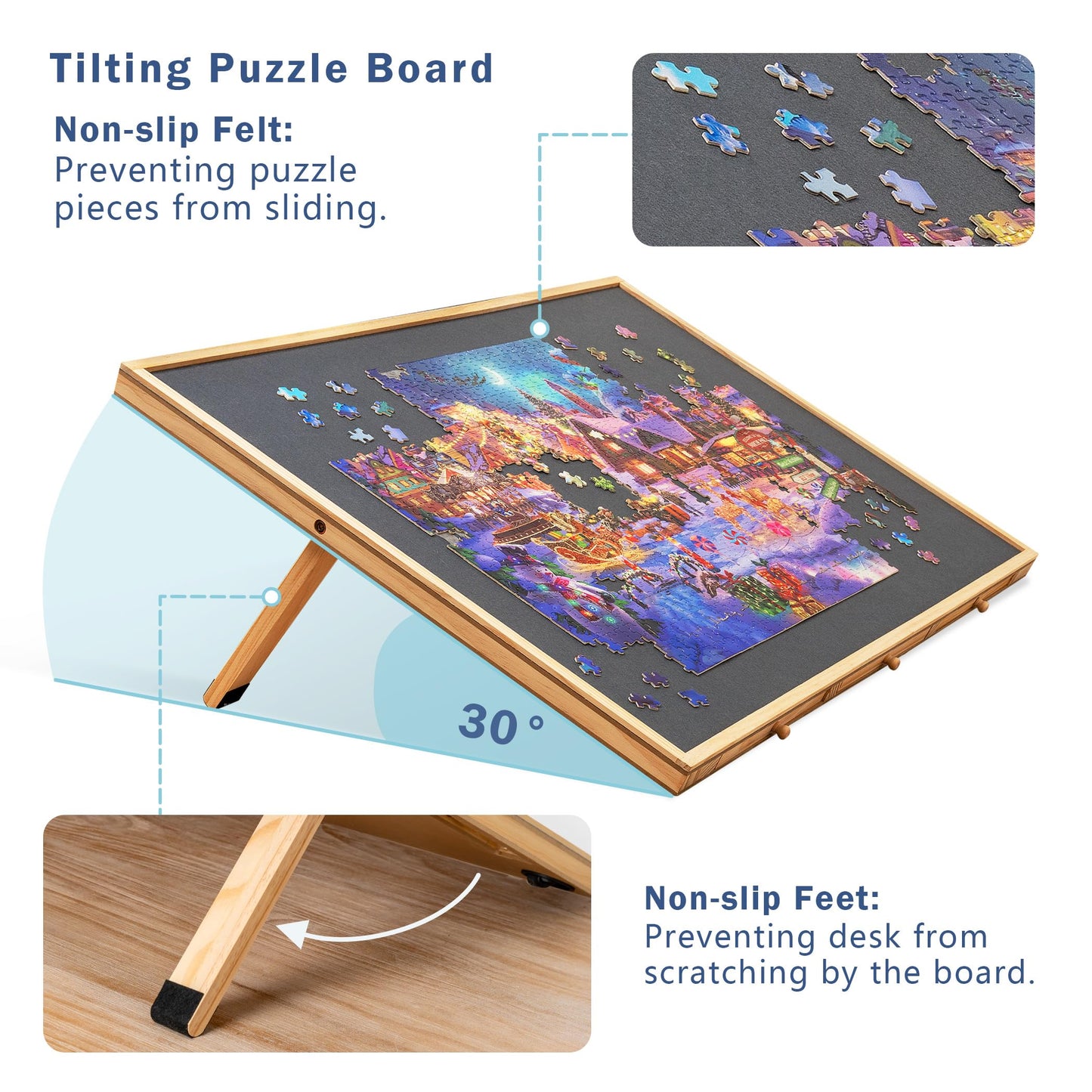 Lavievert 2-in-1 Tilting & Rotating Puzzle Board — 1500-Piece Jigsaw Table with 6 Drawers