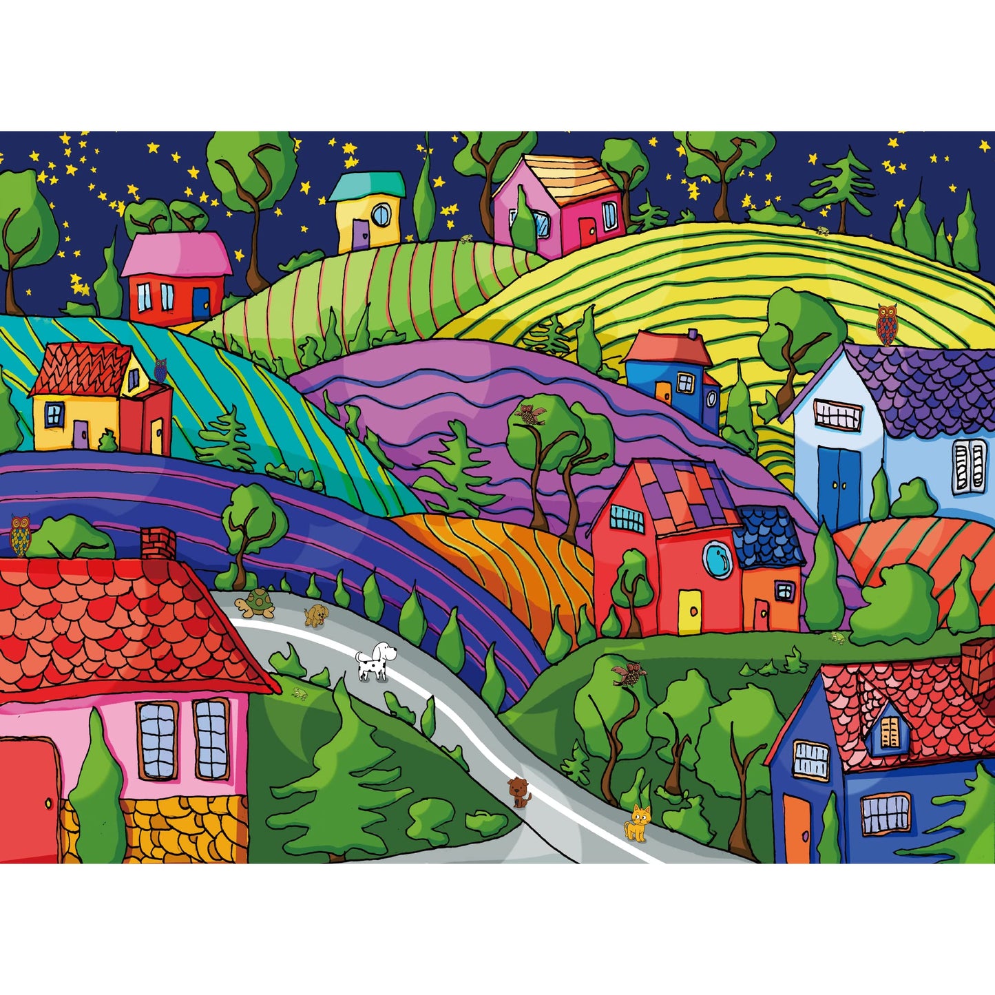 Lavievert 500pc Jigsaw Puzzle for Adults - Village Under The Stars | Family Time