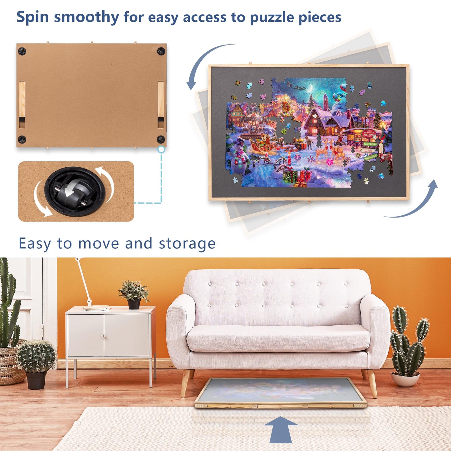 Lavievert 2-in-1 Tilting & Rotating Puzzle Board — 1500-Piece Jigsaw Table with 6 Drawers