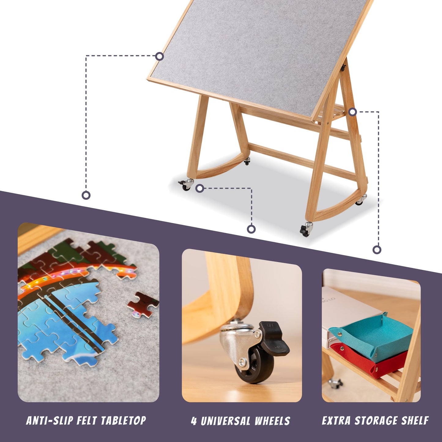 LAVIEVERT 1500-Piece Tilting Puzzle Table with Legs & Cover | Adjustable, Portable Puzzle Board