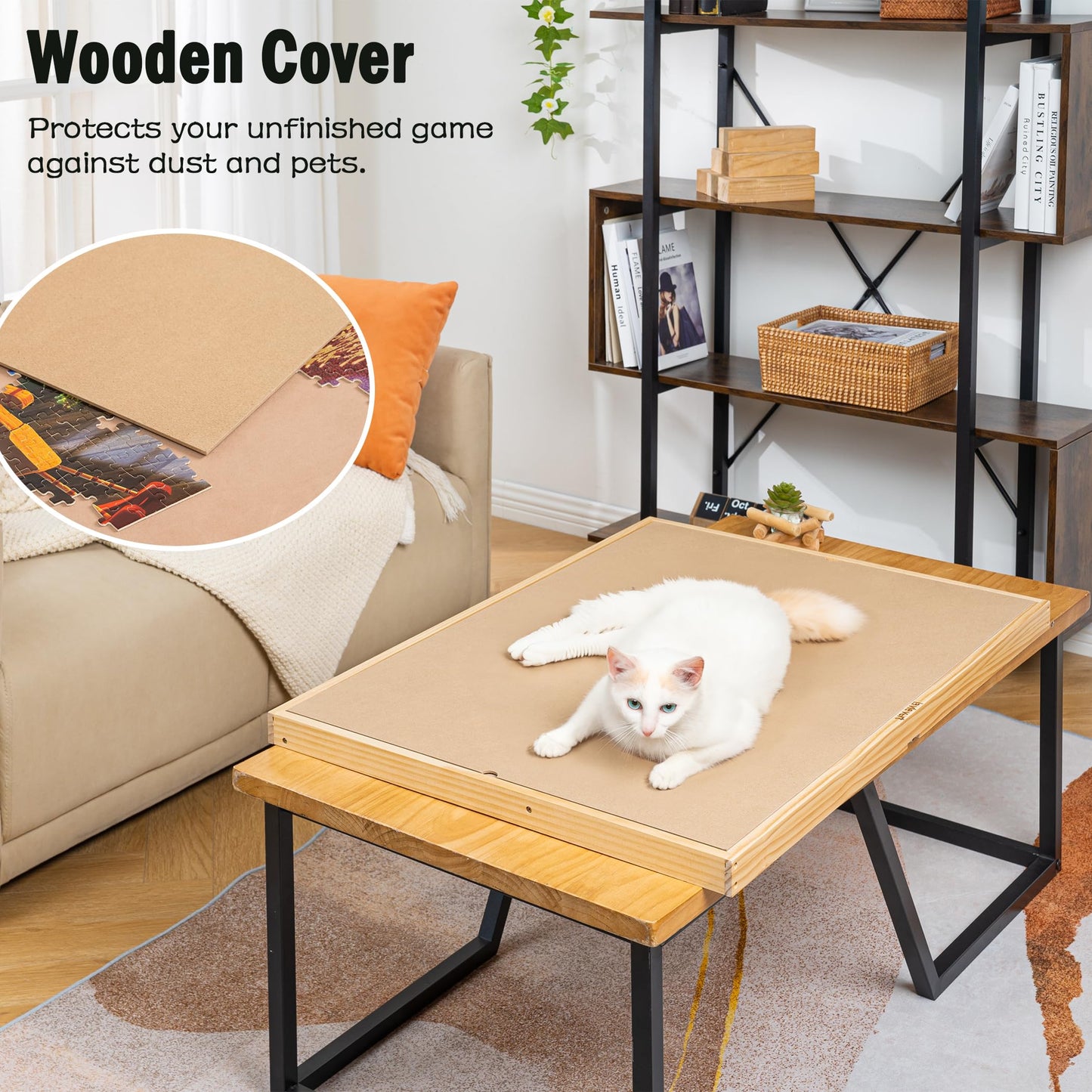 Lavievert 1500-Piece Tilting Jigsaw Puzzle Board with Wooden Cover – Adjustable, Portable Puzzle Table