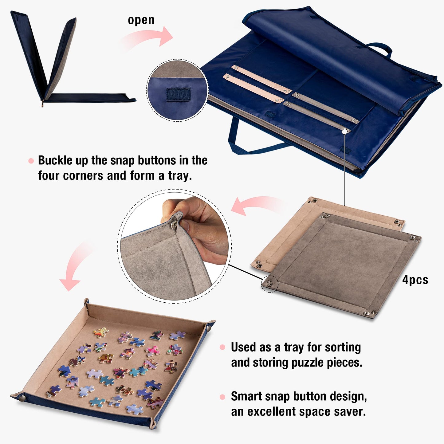 Lavievert 1000-Piece Puzzle Board with Padded Cover & 4 Sorting Trays