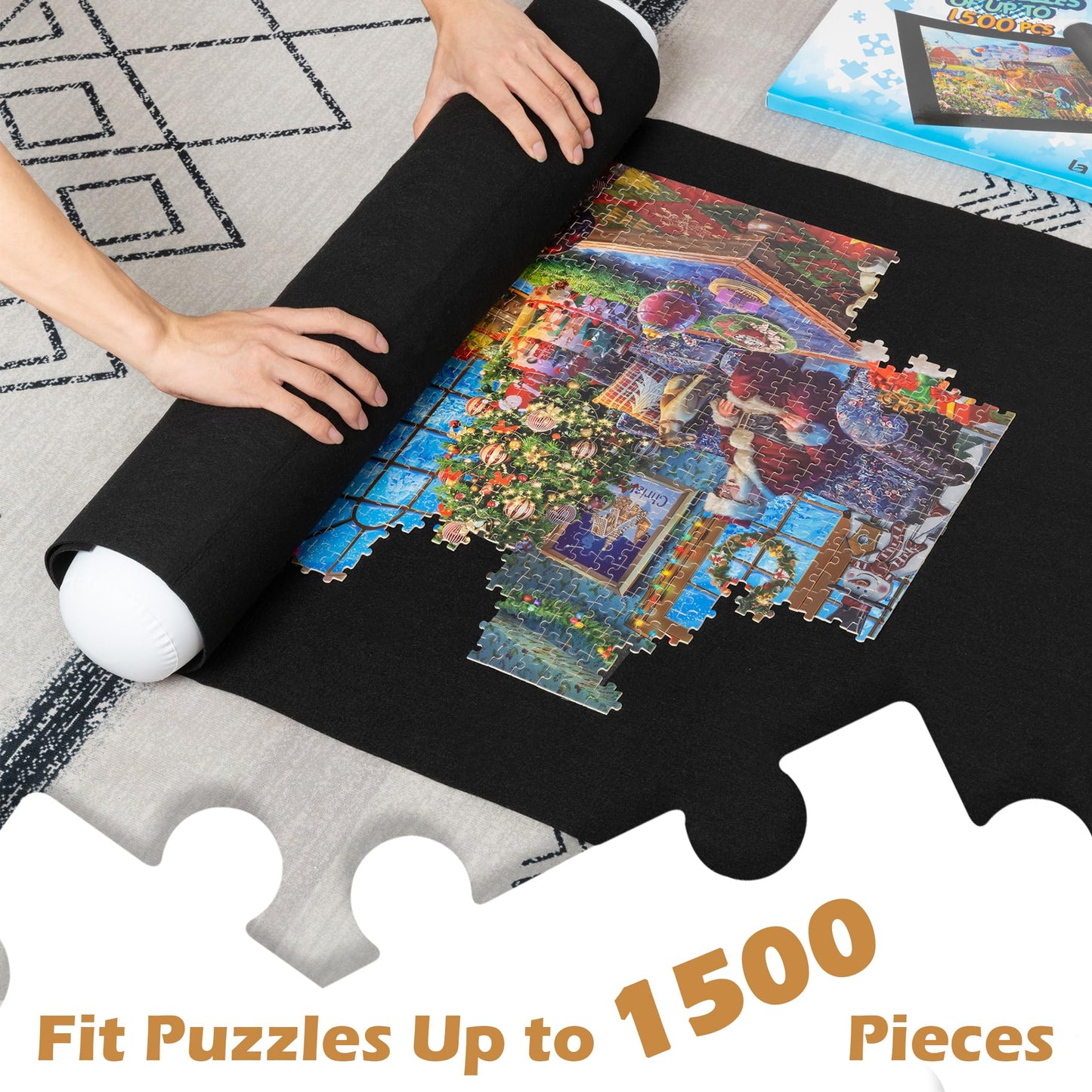 Lavievert Jigsaw Puzzle Mat Roll Up — Portable Puzzle Board, Stores Up to 1500 Pieces