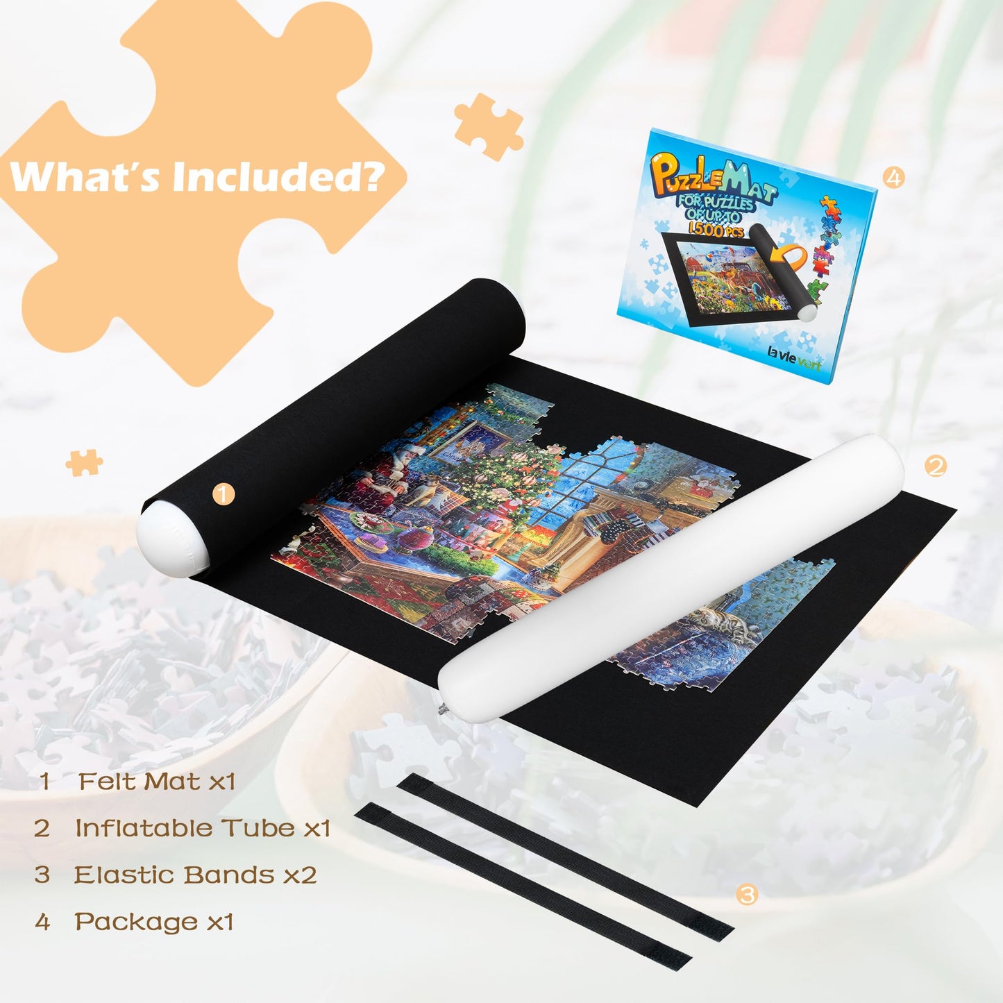 Lavievert Jigsaw Puzzle Mat Roll Up — Portable Puzzle Board, Stores Up to 1500 Pieces
