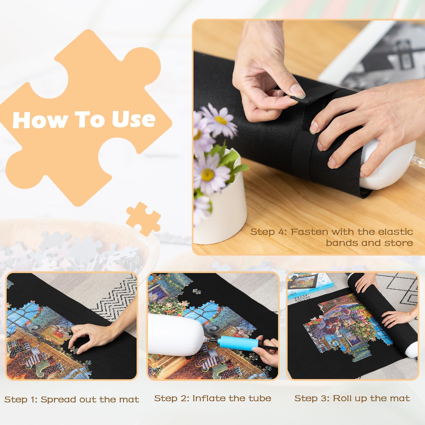 Lavievert Jigsaw Puzzle Mat Roll Up — Portable Puzzle Board, Stores Up to 1500 Pieces