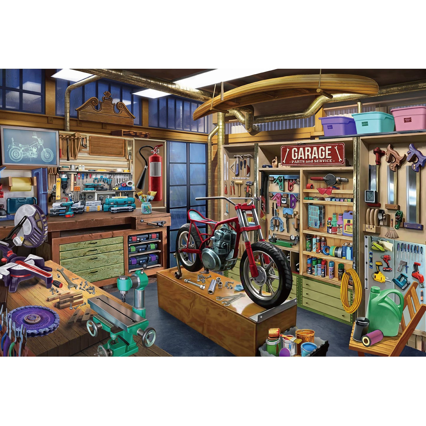 Lavievert 1000-Piece Jigsaw Puzzle – Garage Edition for Adults & Kids