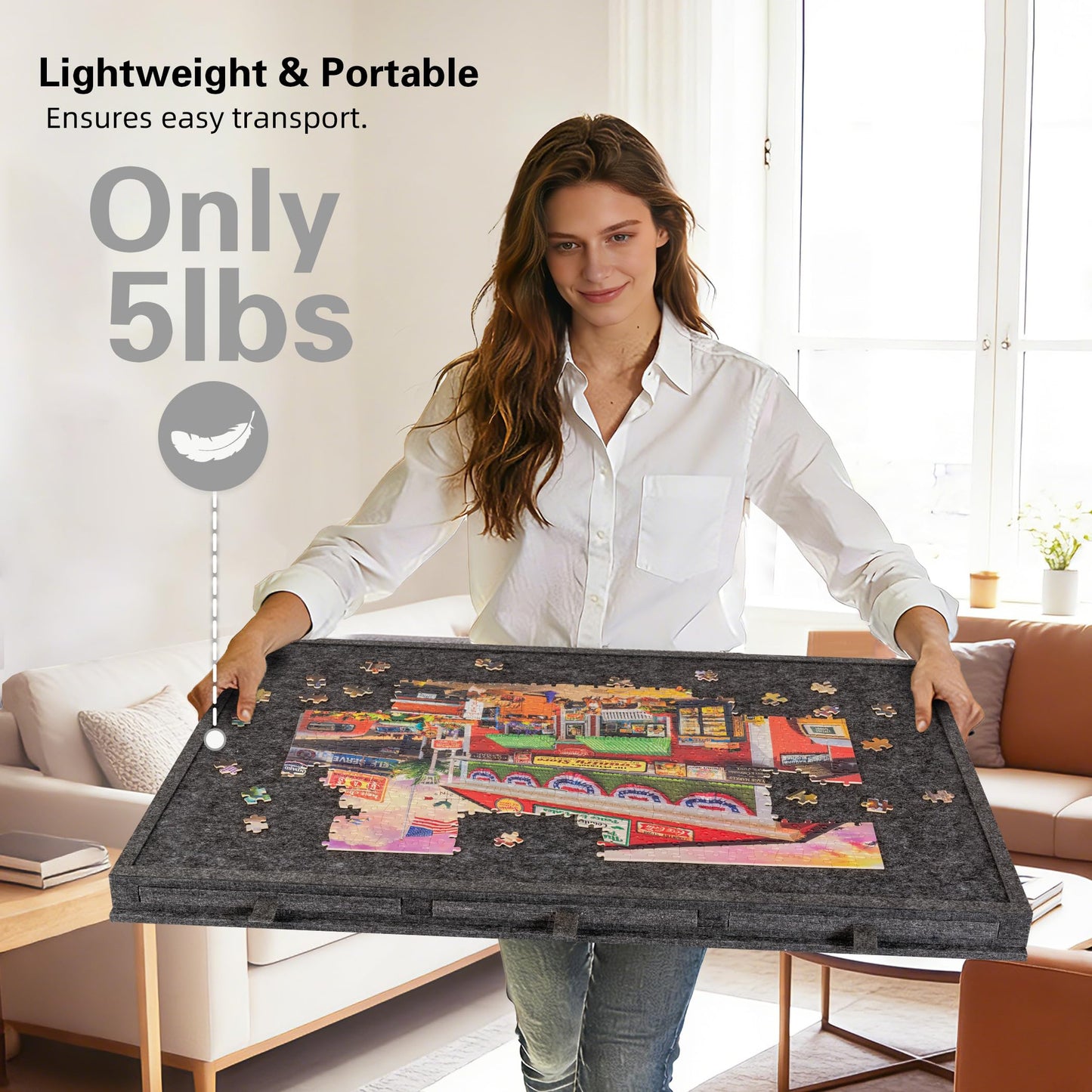 Lavievert Tilting Puzzle Board – 2-in-1 Stand & Cover, 1000-Piece Capacity, Gray