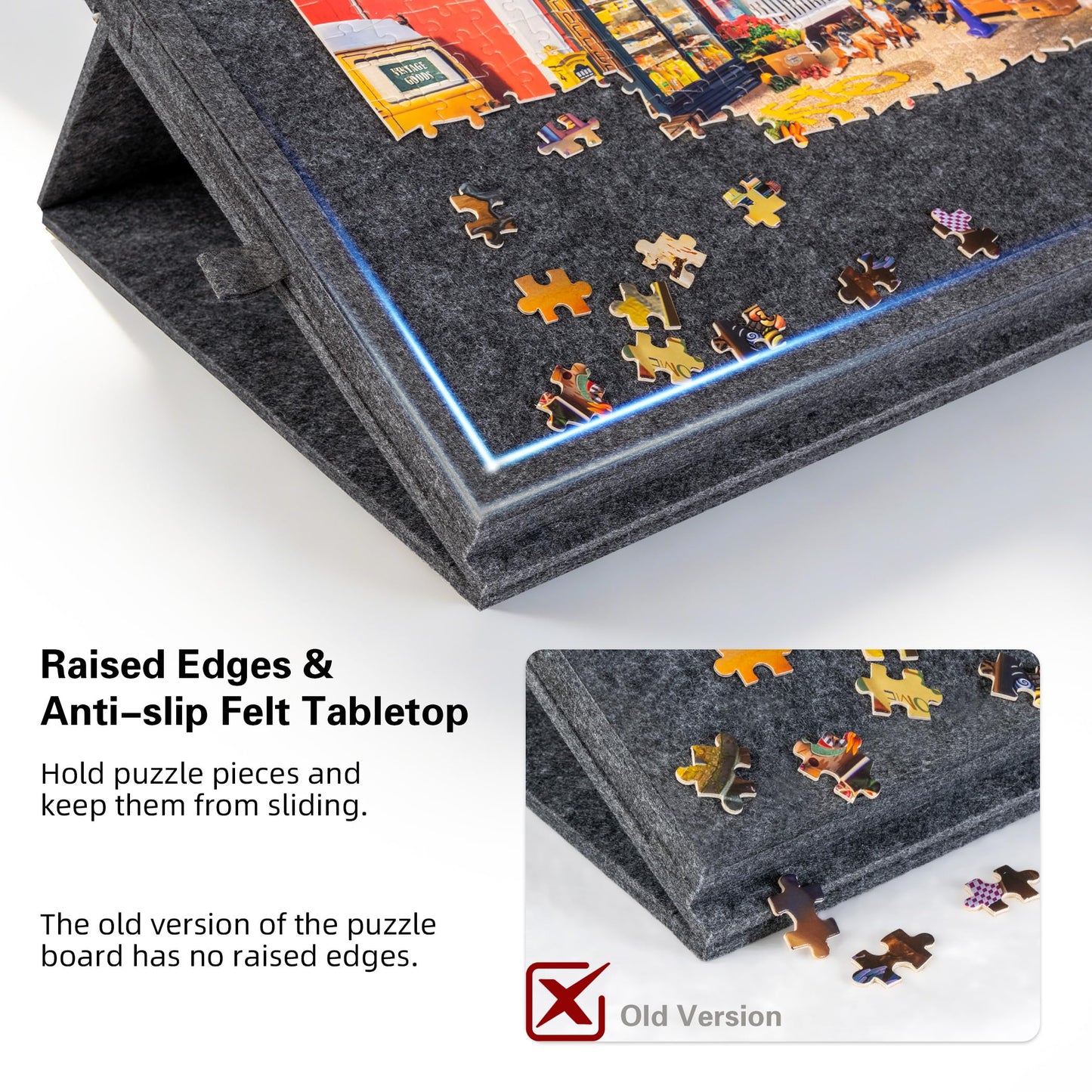 Lavievert Tilting Puzzle Board – 2-in-1 Stand & Cover, 1000-Piece Capacity, Gray