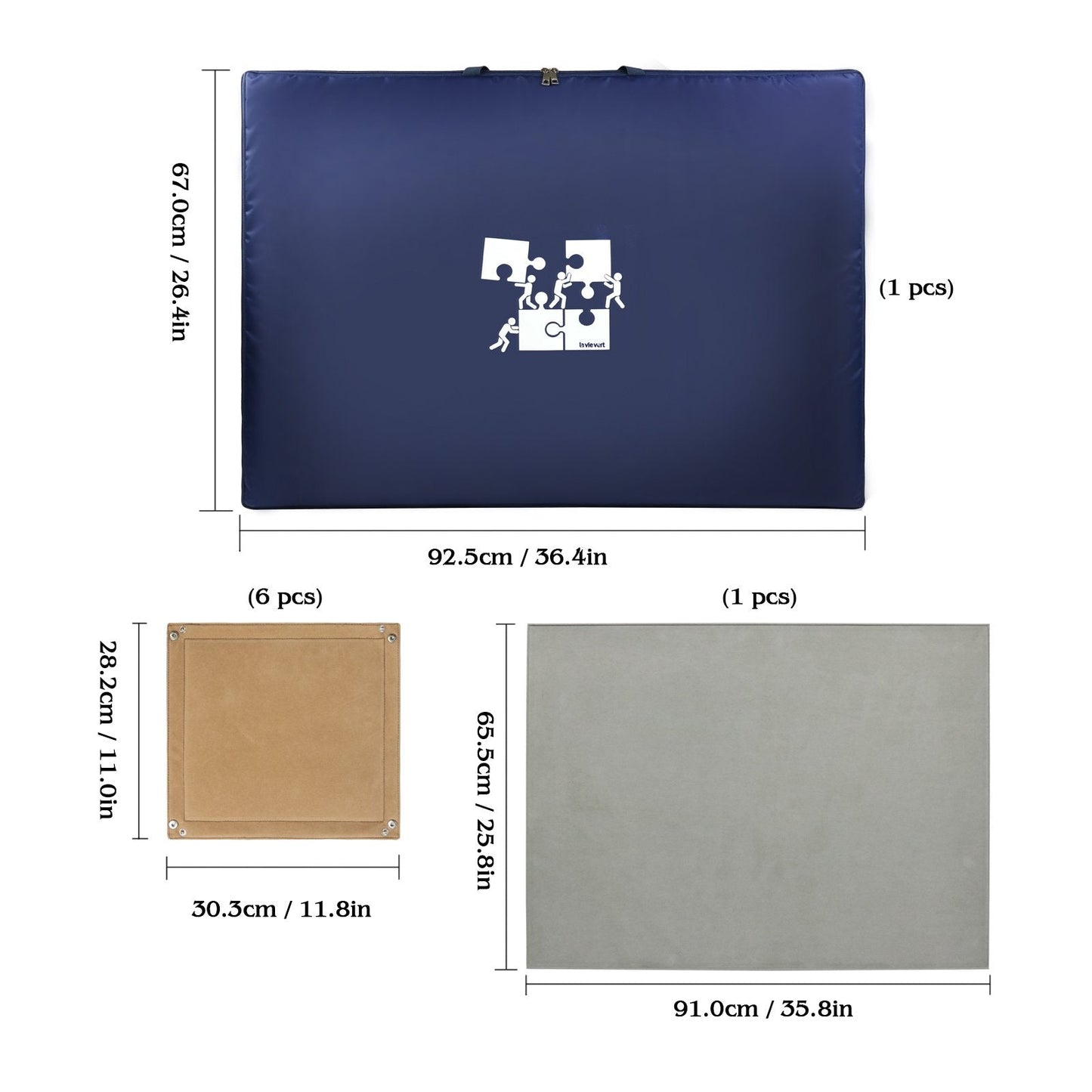 Lavievert 1500 Piece Puzzle Board with Padded Cover | 6 Sorting Trays, Detachable Board, Portable Case