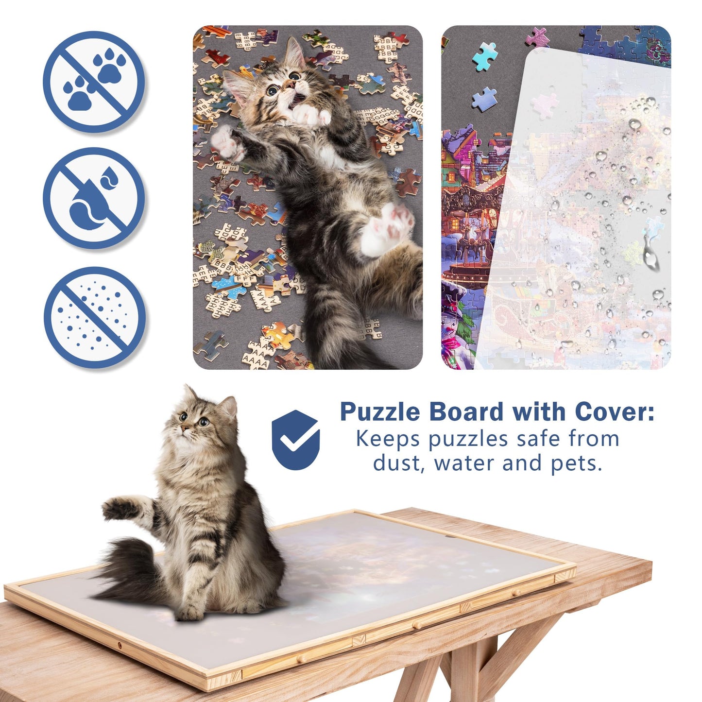 Lavievert 2-in-1 Tilting & Rotating Puzzle Board — 1500-Piece Jigsaw Table with 6 Drawers