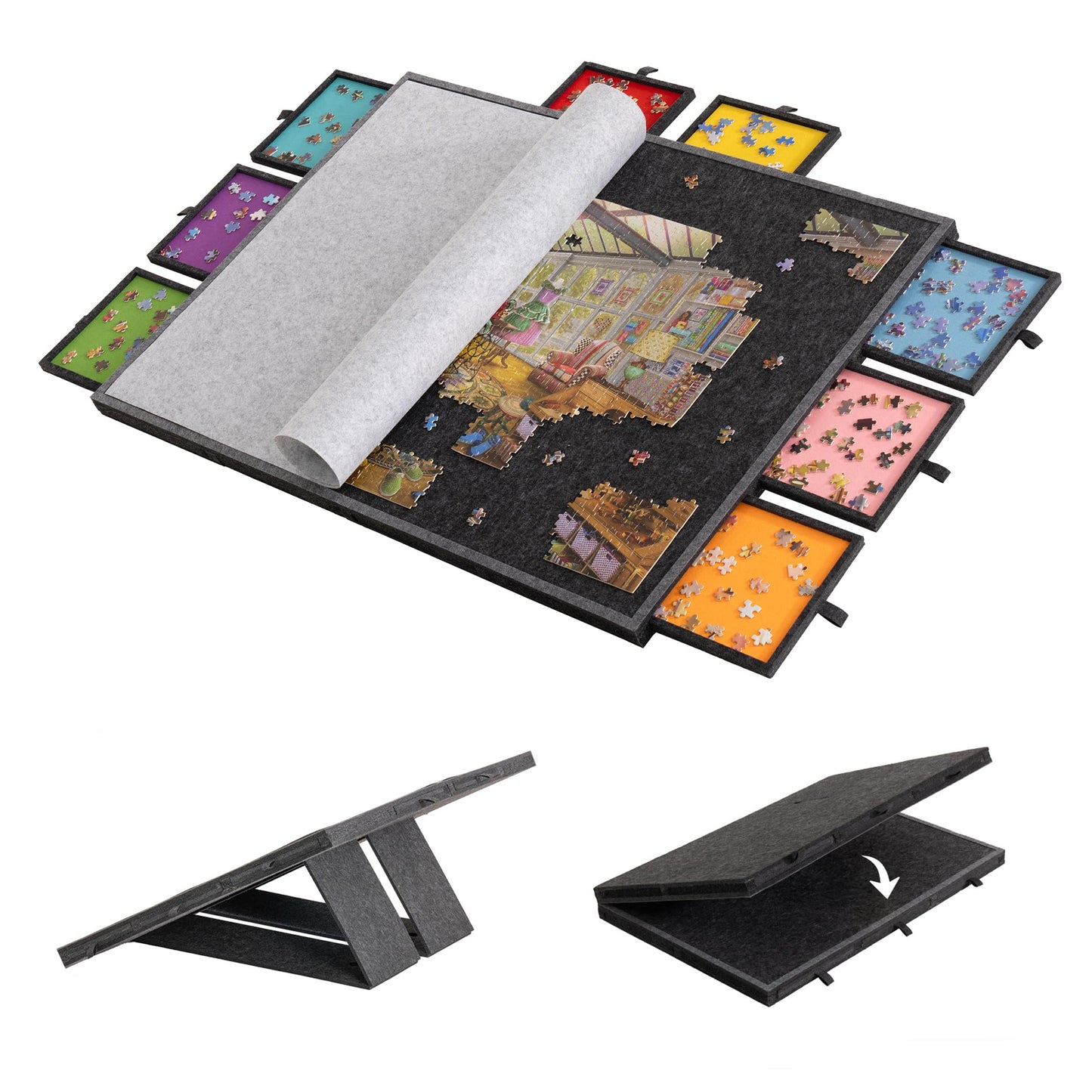 Lavievert 2000-Piece Tilting & Foldable Puzzle Board with 8 Drawers | Portable Jigsaw Table