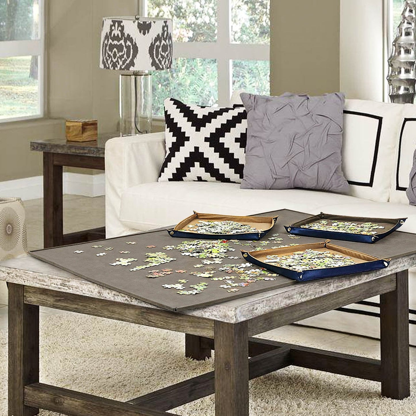 Lavievert 1500 Piece Puzzle Board with Padded Cover | 6 Sorting Trays, Detachable Board, Portable Case