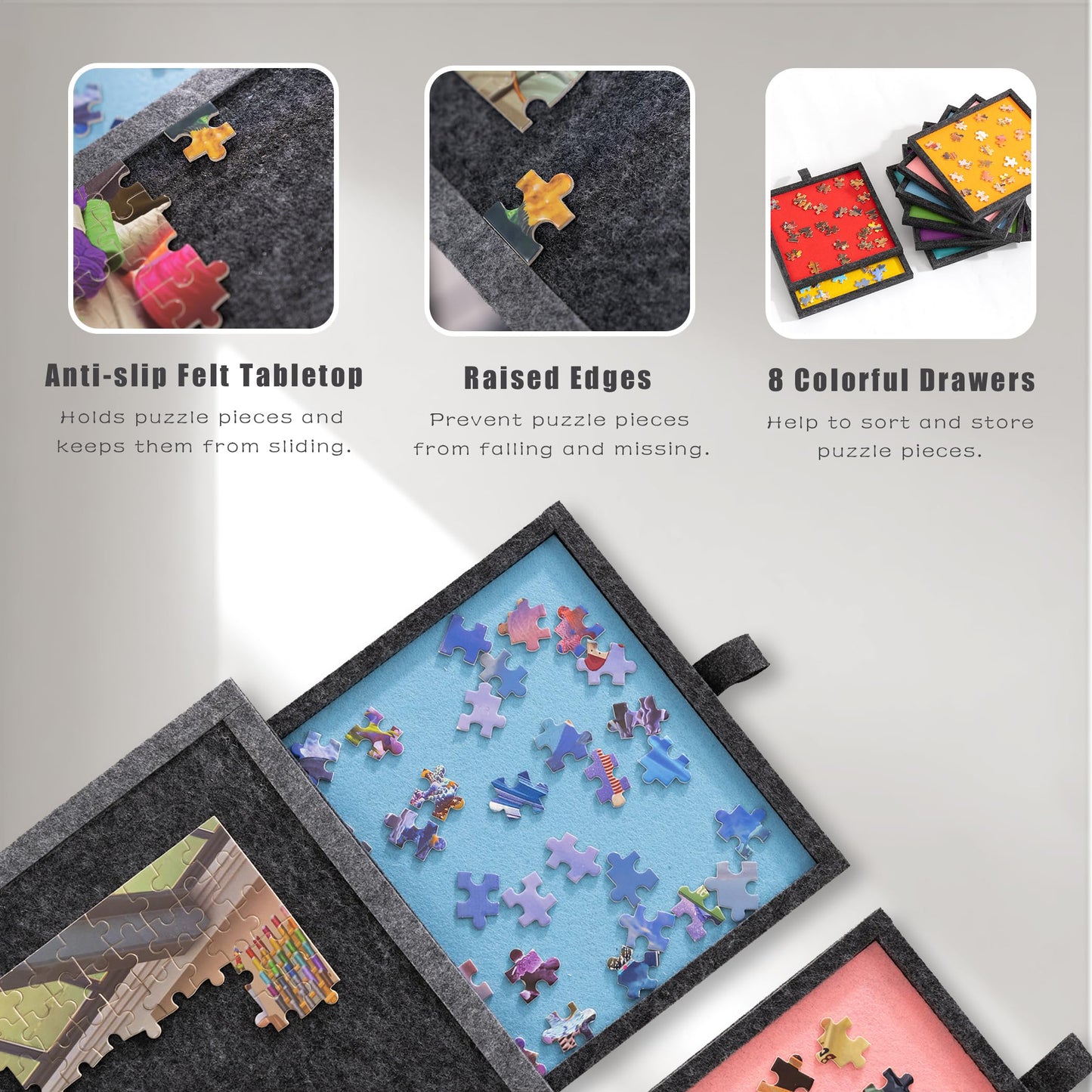 Lavievert 2000-Piece Tilting & Foldable Puzzle Board with 8 Drawers | Portable Jigsaw Table