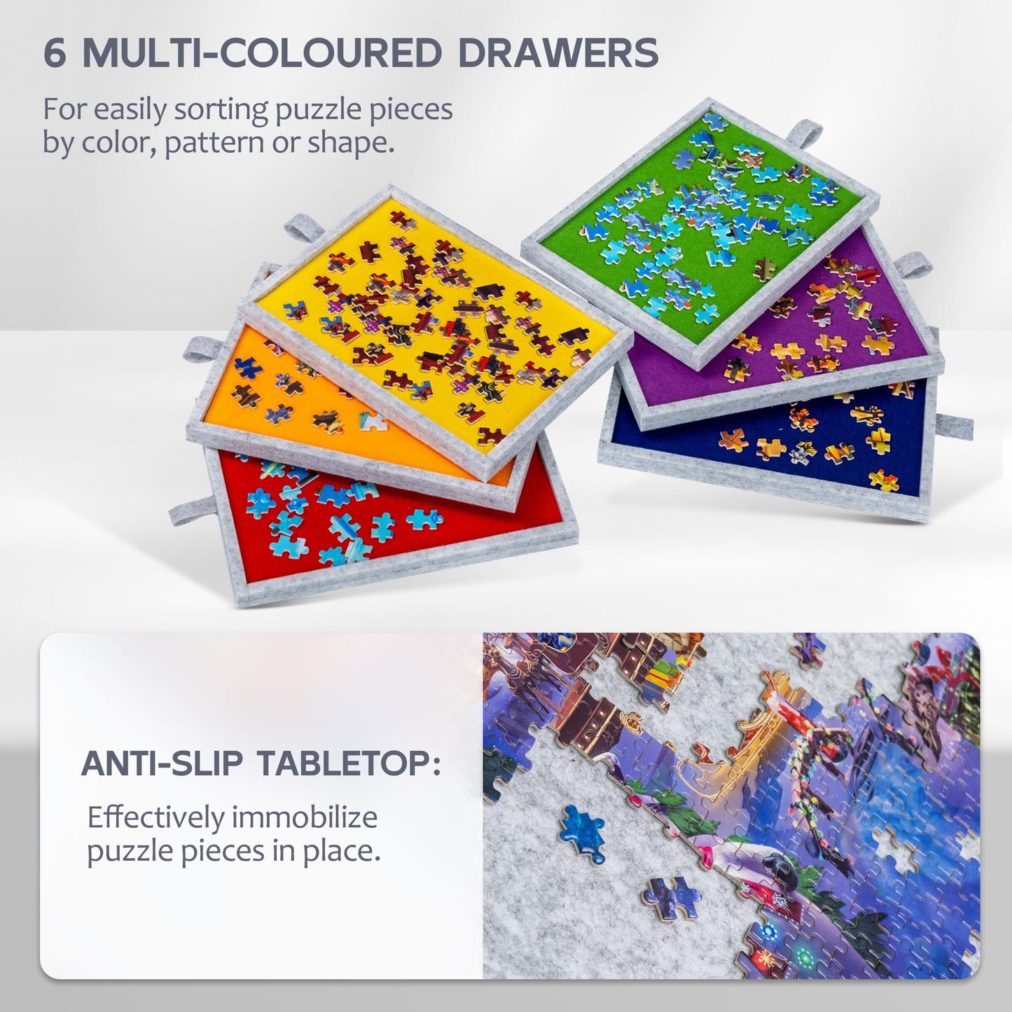 Lavievert 2000-Piece Portable Jigsaw Puzzle Board — 6 Drawers, Tilting Stand & Cover, Lightweight & Foldable
