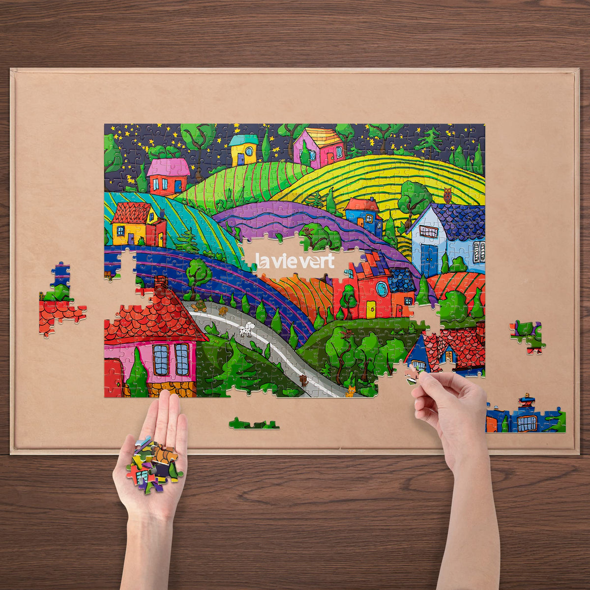 Lavievert 500pc Jigsaw Puzzle for Adults - Village Under The Stars | Family Time