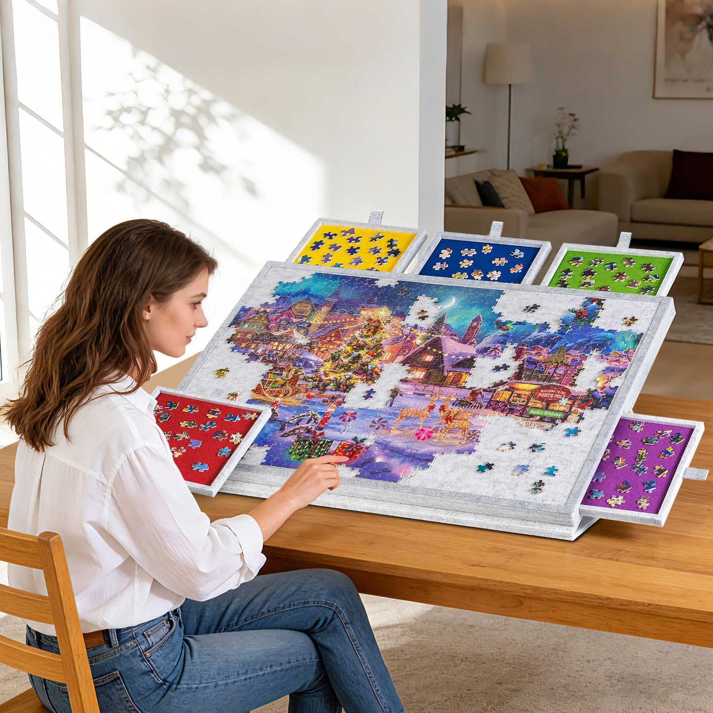 Lavievert Tilting Puzzle Board with 2-in-1 Stand & Cover – Lightweight 1000-Piece Table