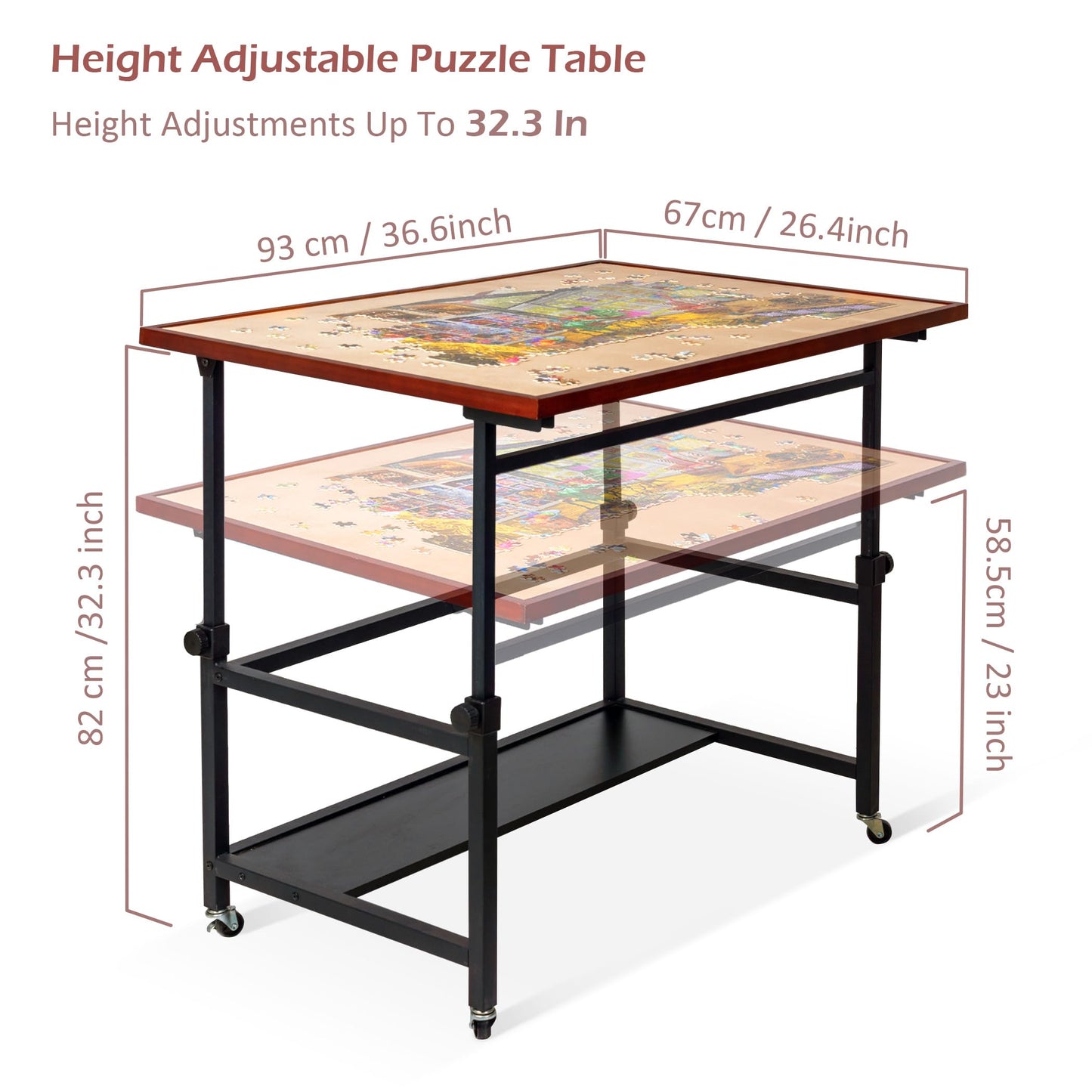 Lavievert 1500-Piece Tilting Puzzle Table – Adjustable Angle & Height, Wheels & Cover