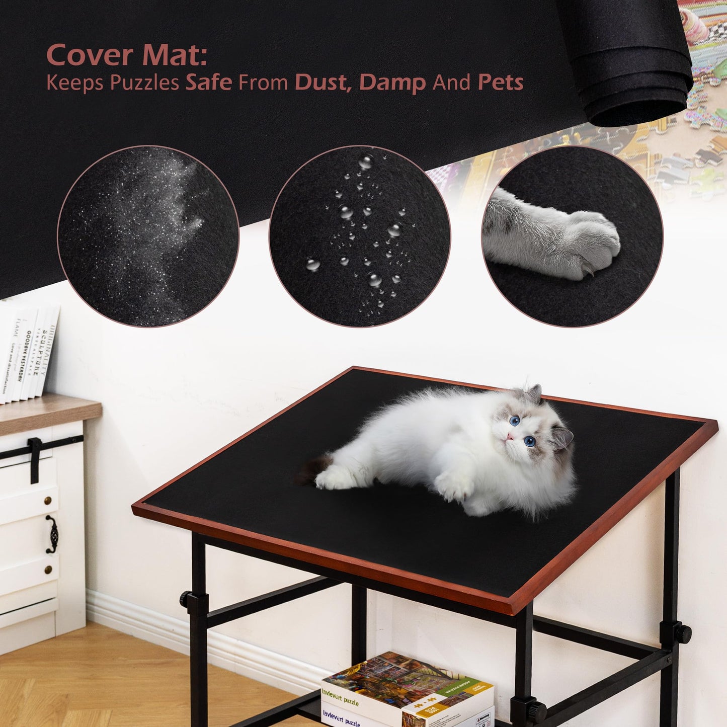 Lavievert 1500-Piece Tilting Puzzle Table – Adjustable Angle & Height, Wheels & Cover