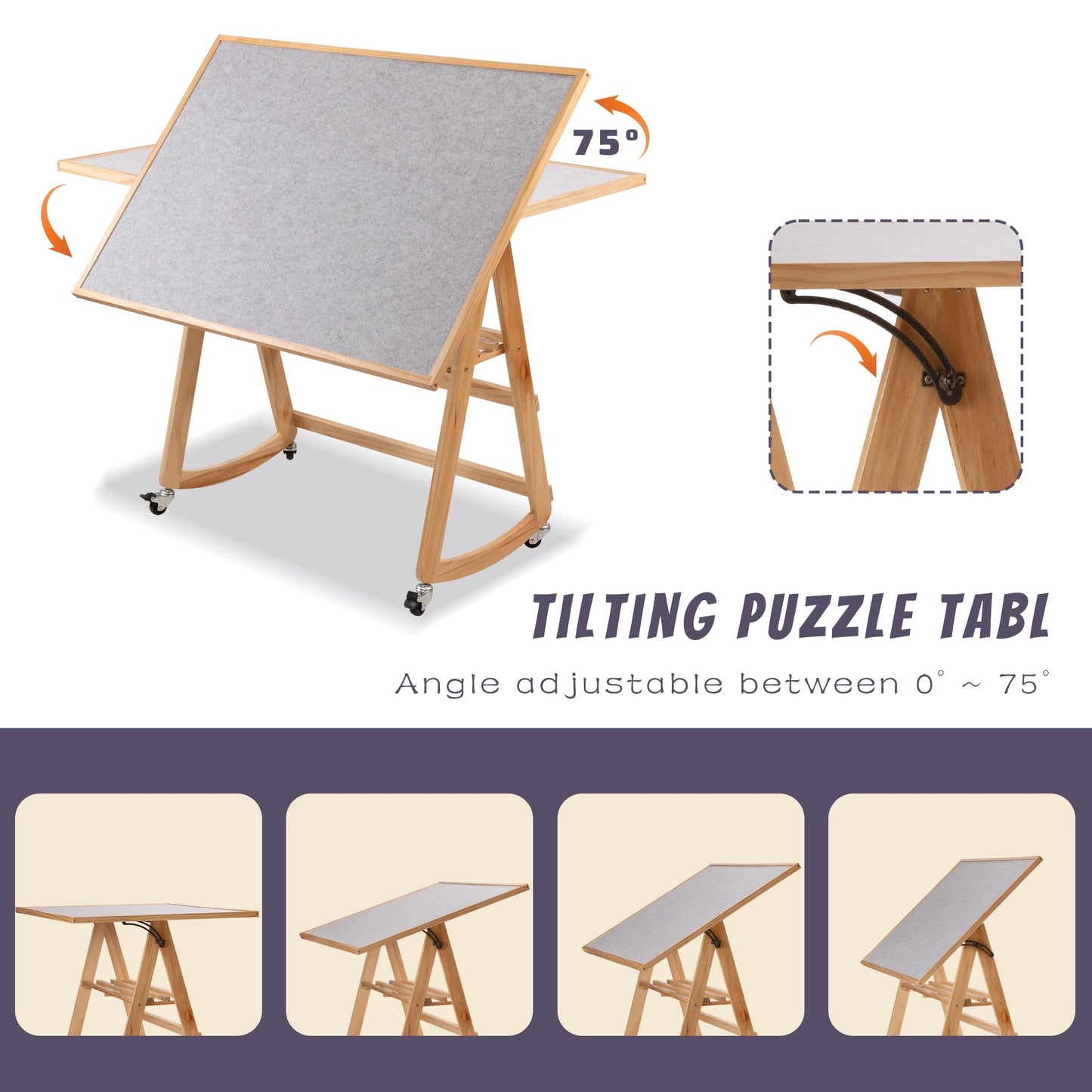 LAVIEVERT 1500-Piece Tilting Puzzle Table with Legs & Cover | Adjustable, Portable Puzzle Board