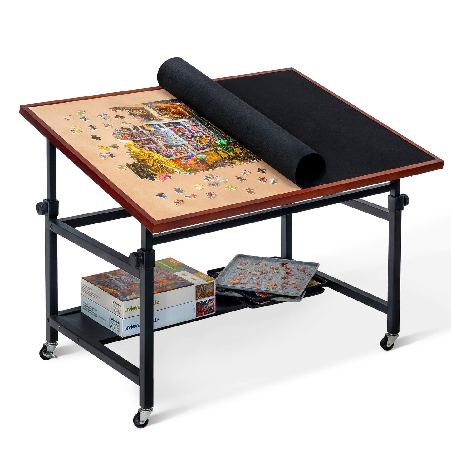 Lavievert 1500-Piece Tilting Puzzle Table – Adjustable Angle & Height, Wheels & Cover