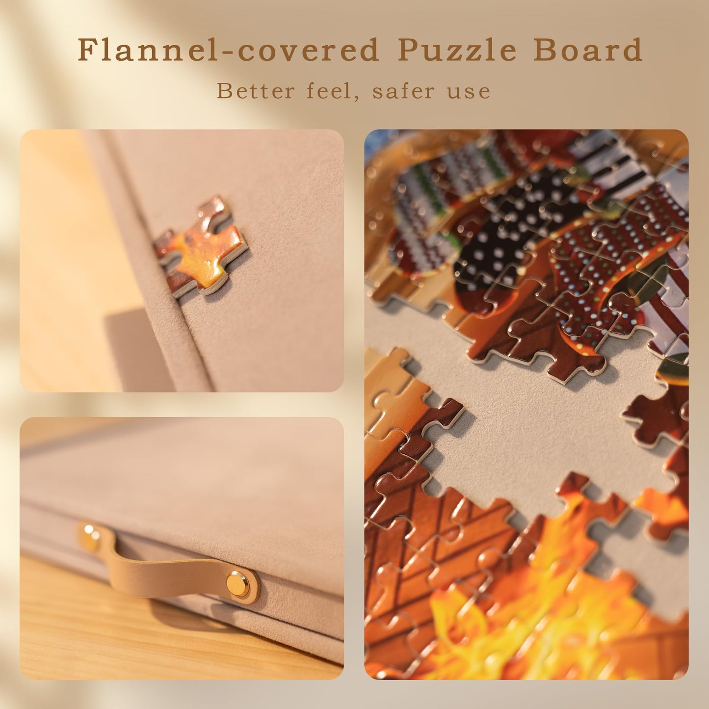 Lavievert Velvet-Covered Tilting Puzzle Board with 6 Drawers & Adjustable Stand – 1500-Piece Capacity, Dusty Pink