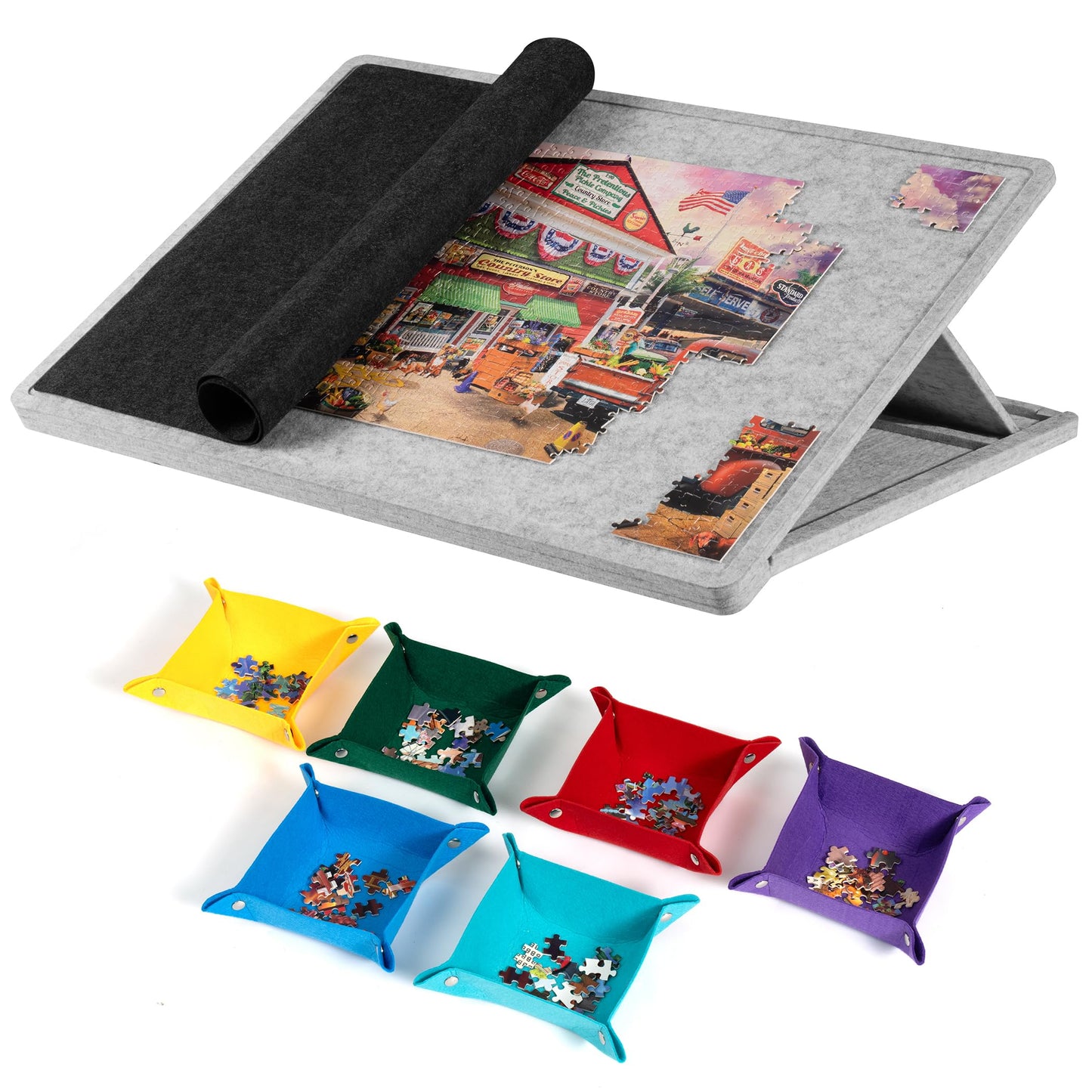 Lavievert 1000 Piece Tilting Puzzle Board with 6 Sorting Trays & Cover – Lightweight Portable Jigsaw Table