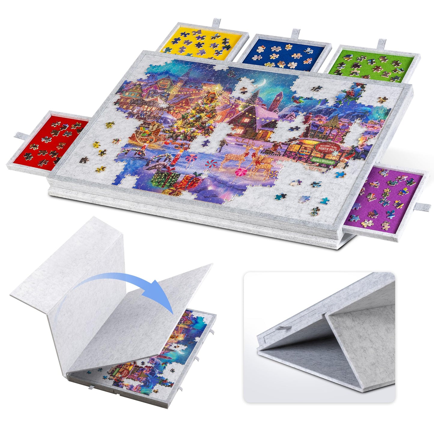 Lavievert Tilting Puzzle Board with 2-in-1 Stand & Cover – Lightweight 1000-Piece Table