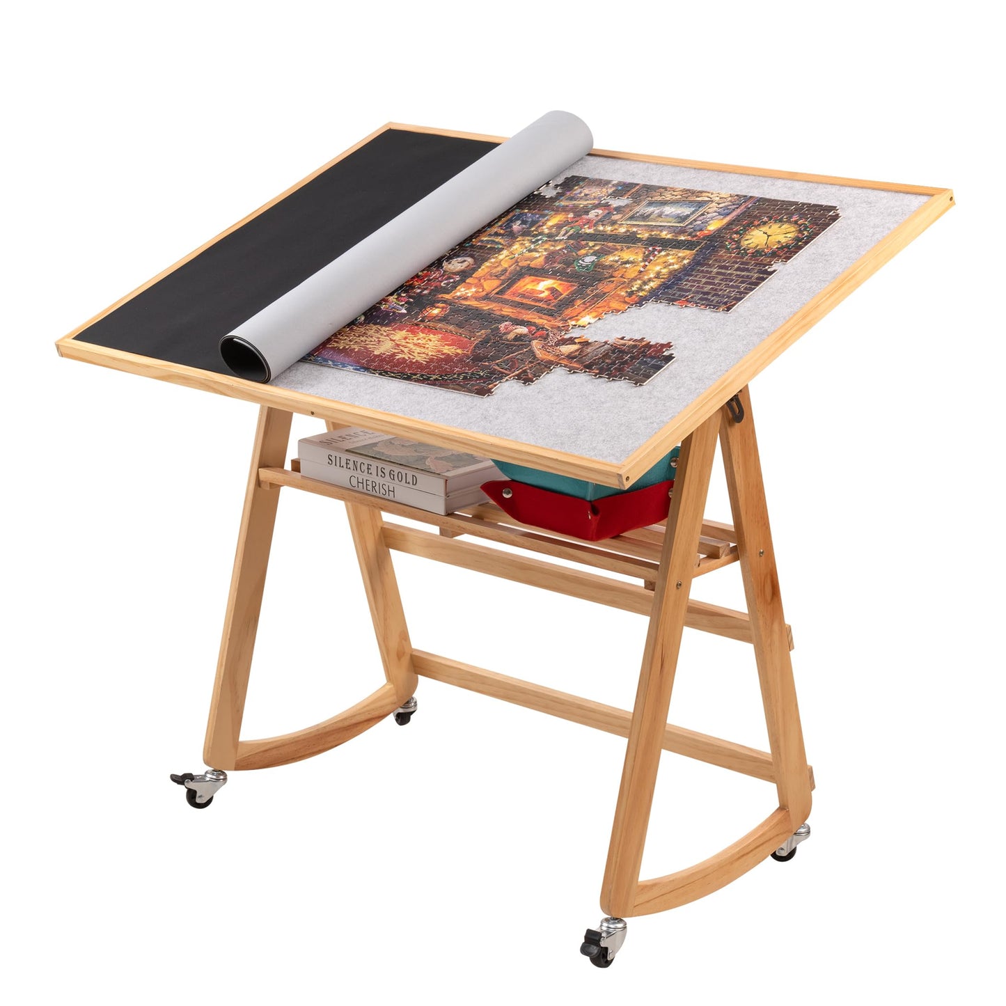 LAVIEVERT 1500-Piece Tilting Puzzle Table with Legs & Cover | Adjustable, Portable Puzzle Board