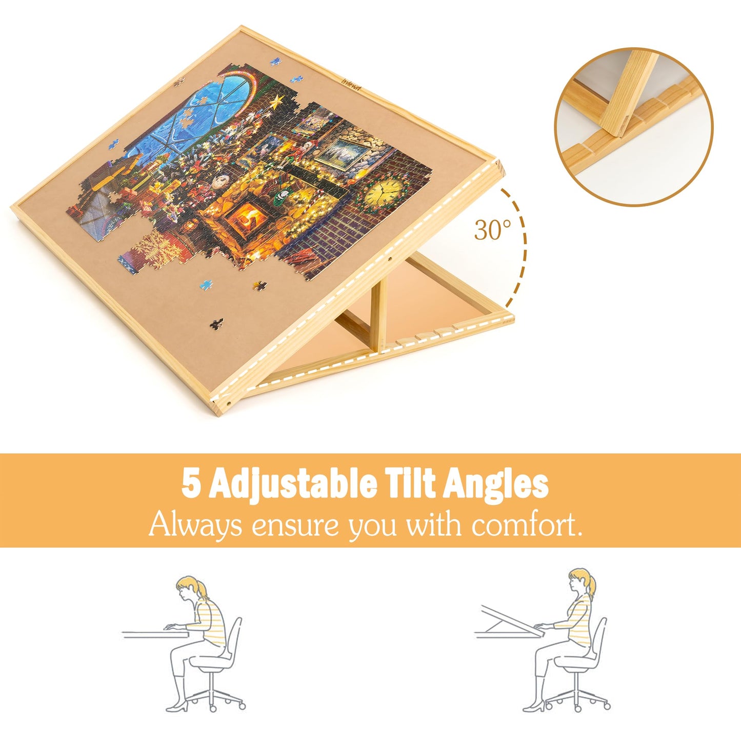 Lavievert 1500-Piece Tilting Jigsaw Puzzle Board with Wooden Cover – Adjustable, Portable Puzzle Table