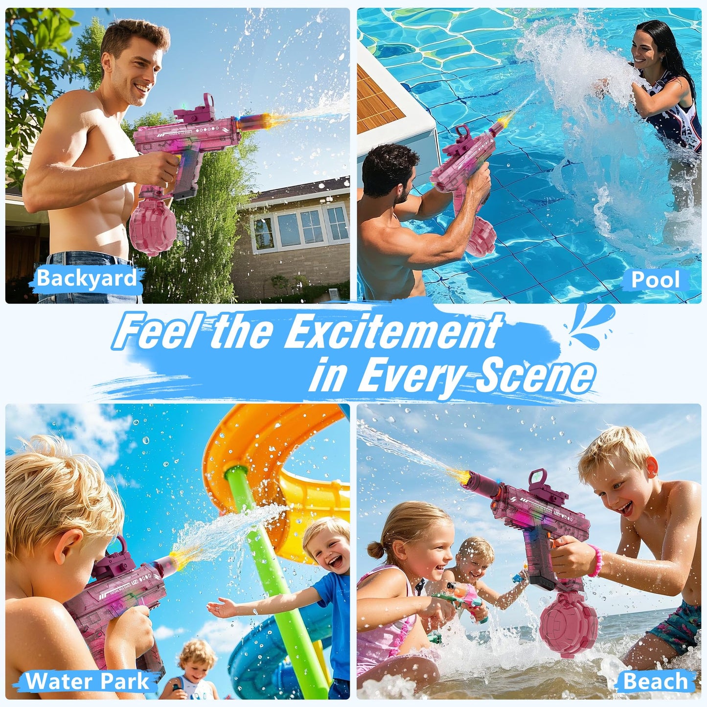 Lawdiey Electric Water Guns – 800ml Tank, 26-32ft Range (2-Pack)