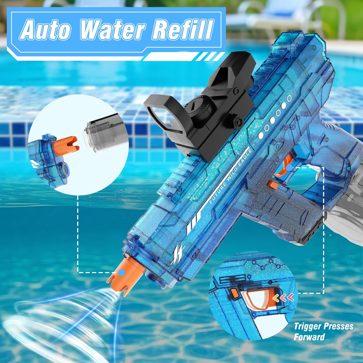 Lawdiey Electric Water Gun 2-Pack for Adults & Kids — 26-32 ft Range, 800ml Tank, Holographic Sight and Splash-Resistant