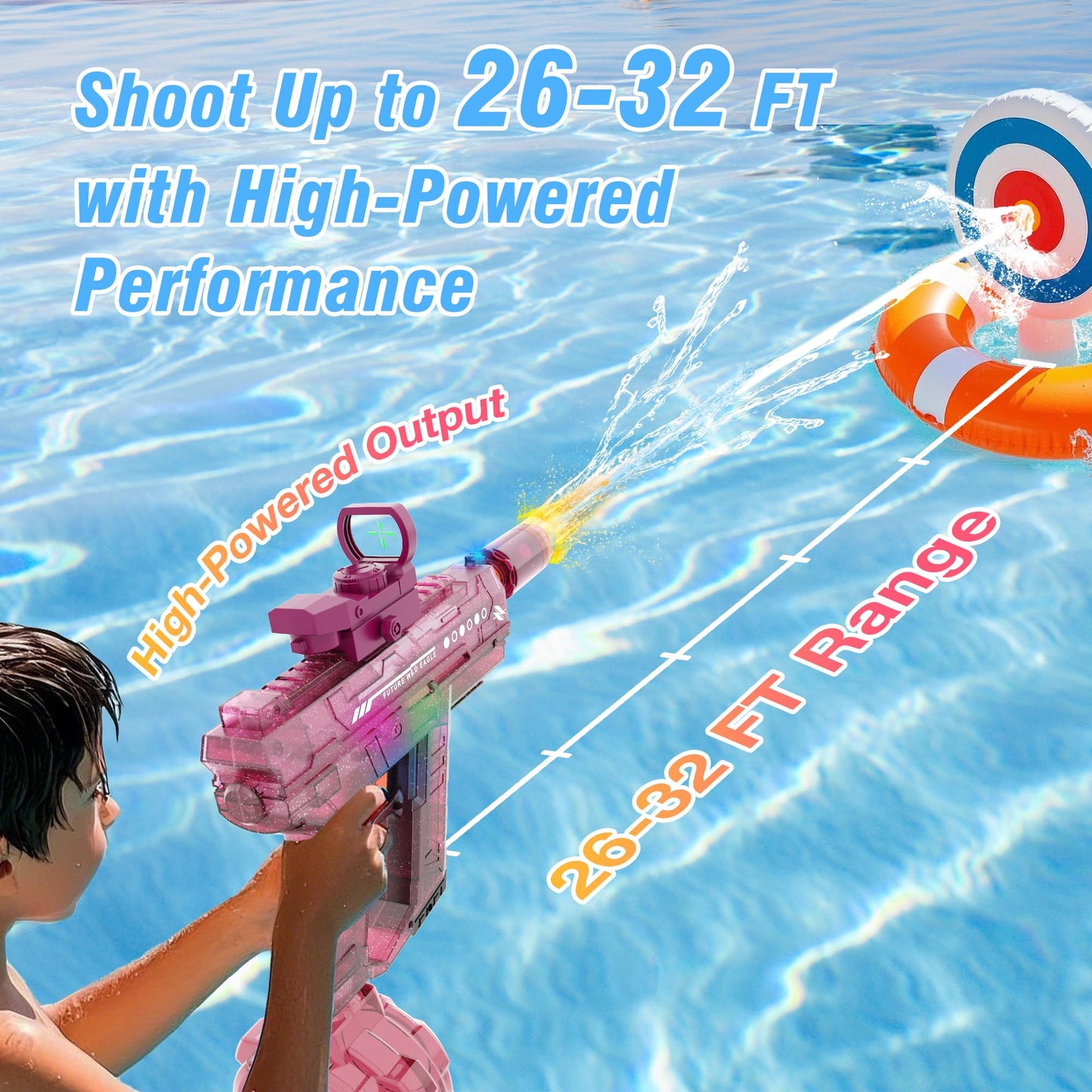 Lawdiey Electric Water Guns – 2 Pack for Adults & Kids | 26-32 ft Range, 800ml Tank
