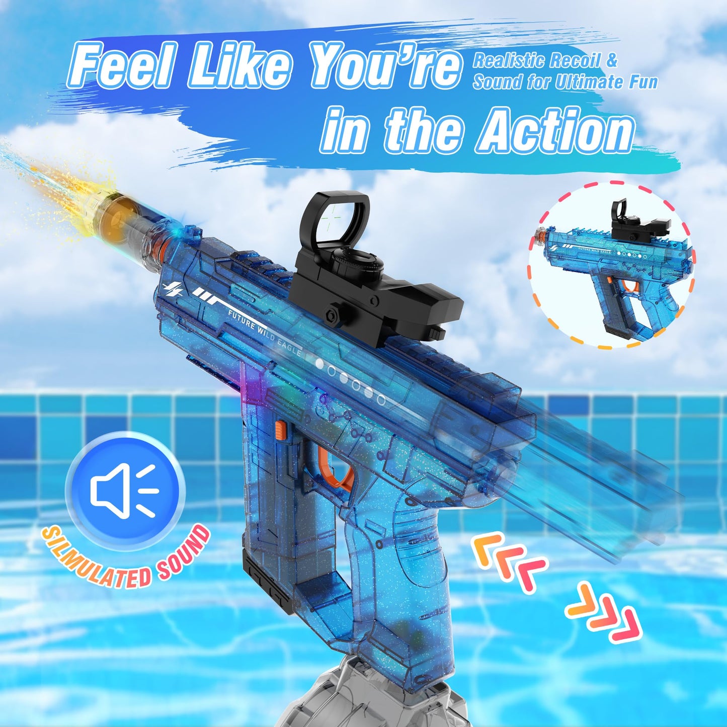 Lawdiey Electric Water Gun 2-Pack for Adults & Kids — 26-32 ft Range, 800ml Tank, Holographic Sight and Splash-Resistant