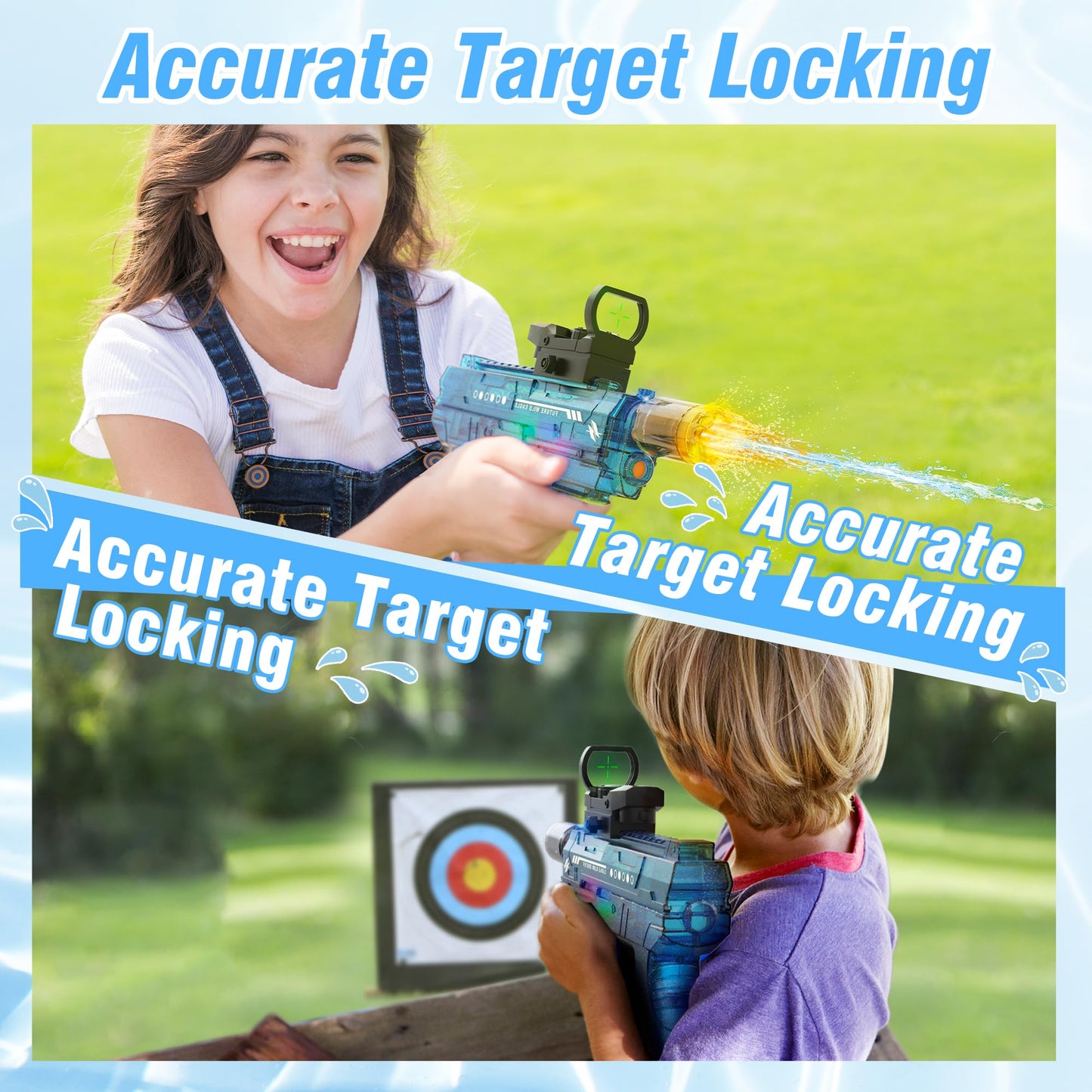 Lawdiey Electric Water Gun 2-Pack for Adults & Kids — 26-32 ft Range, 800ml Tank, Holographic Sight and Splash-Resistant