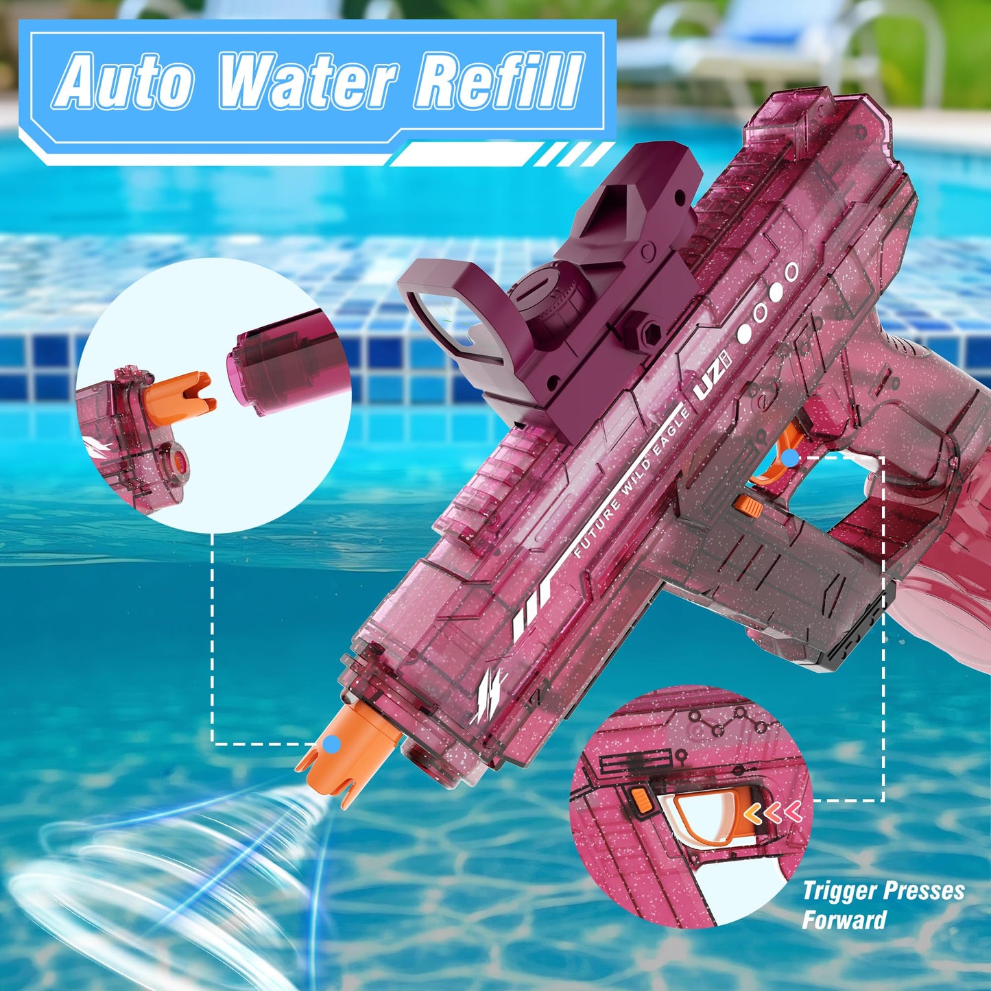 Lawdiey Electric Water Guns – 800ml Tank, 26-32ft Range (2-Pack)
