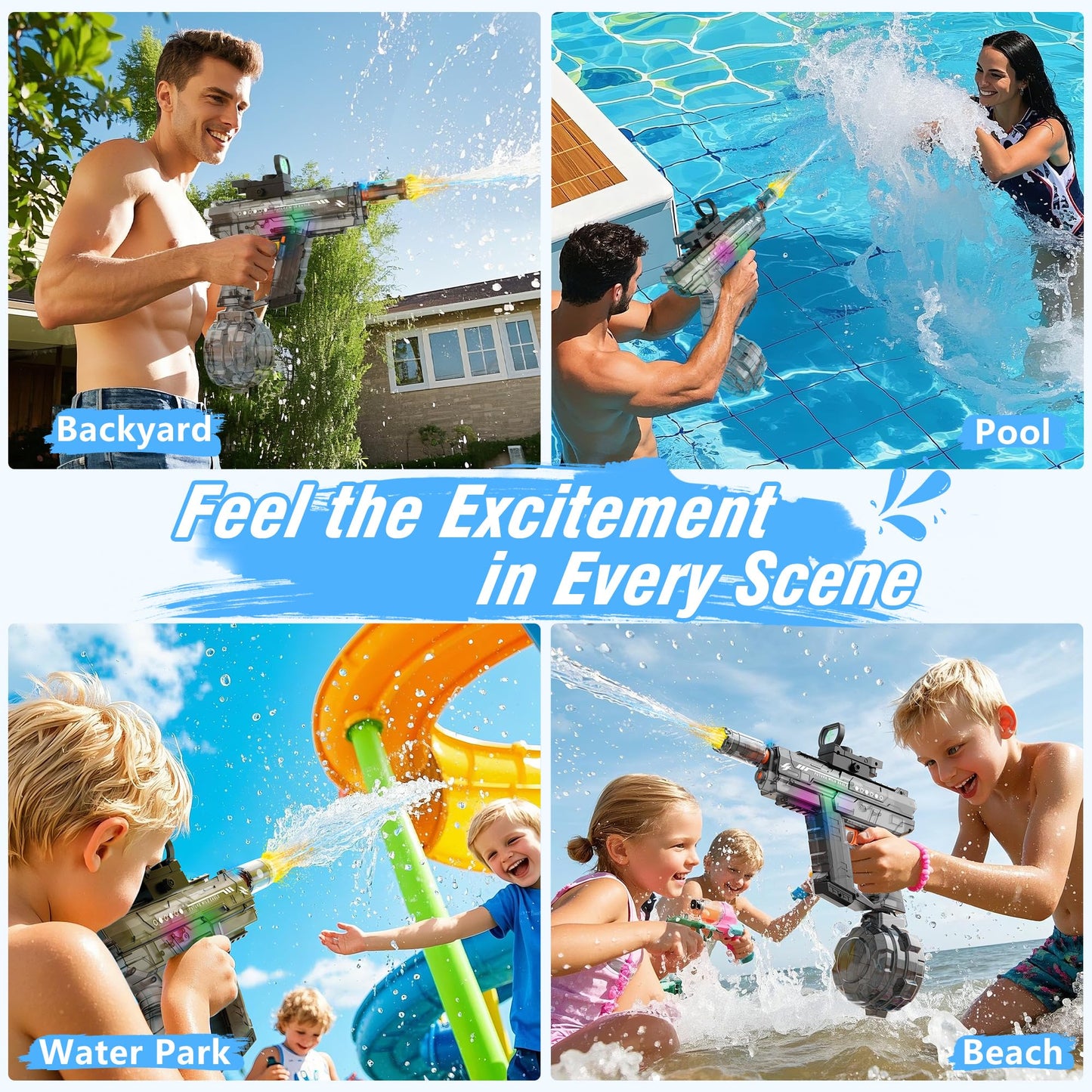 Lawdiey Electric Water Gun – 26-32 ft Range, 800ml Tank, Holographic Sight