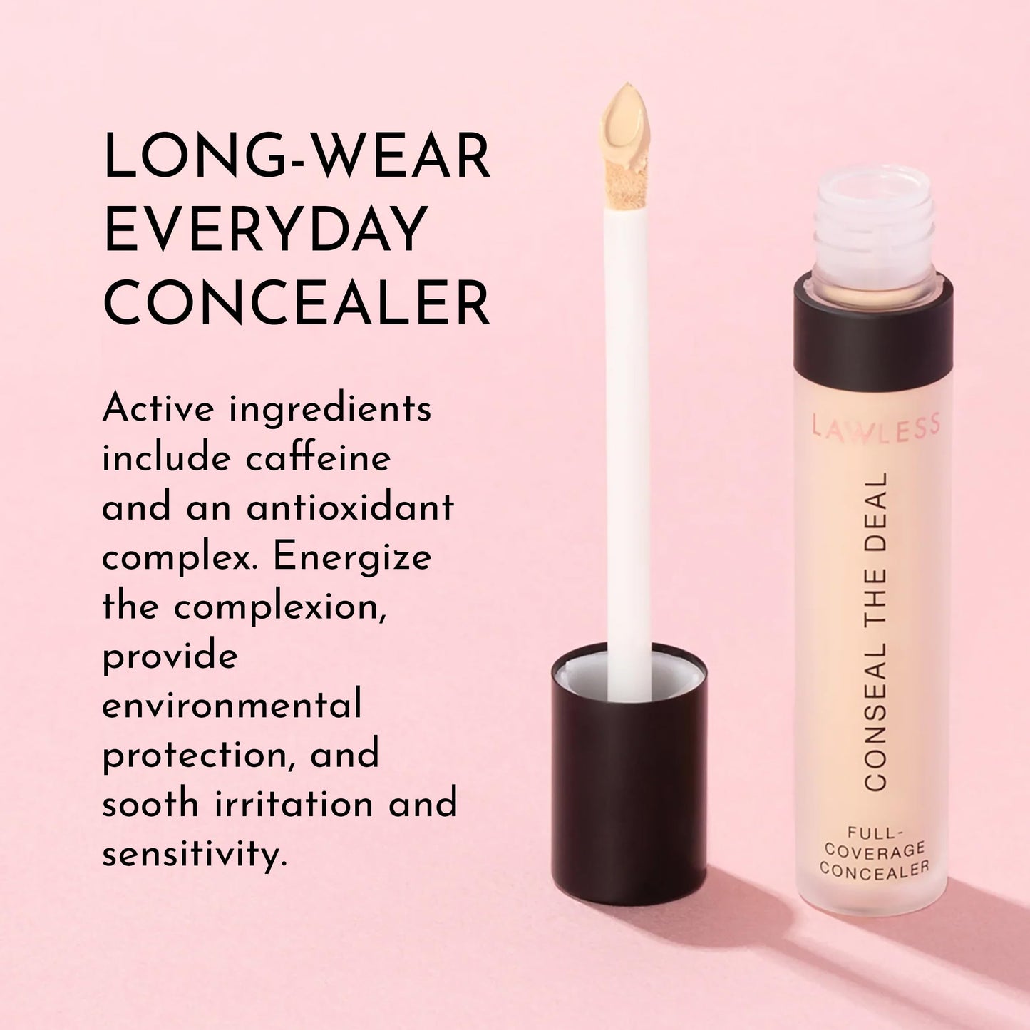 LAWLESS Conseal The Deal Lightweight Longwear Concealer – Cream Puff with Antioxidants & Caffeine