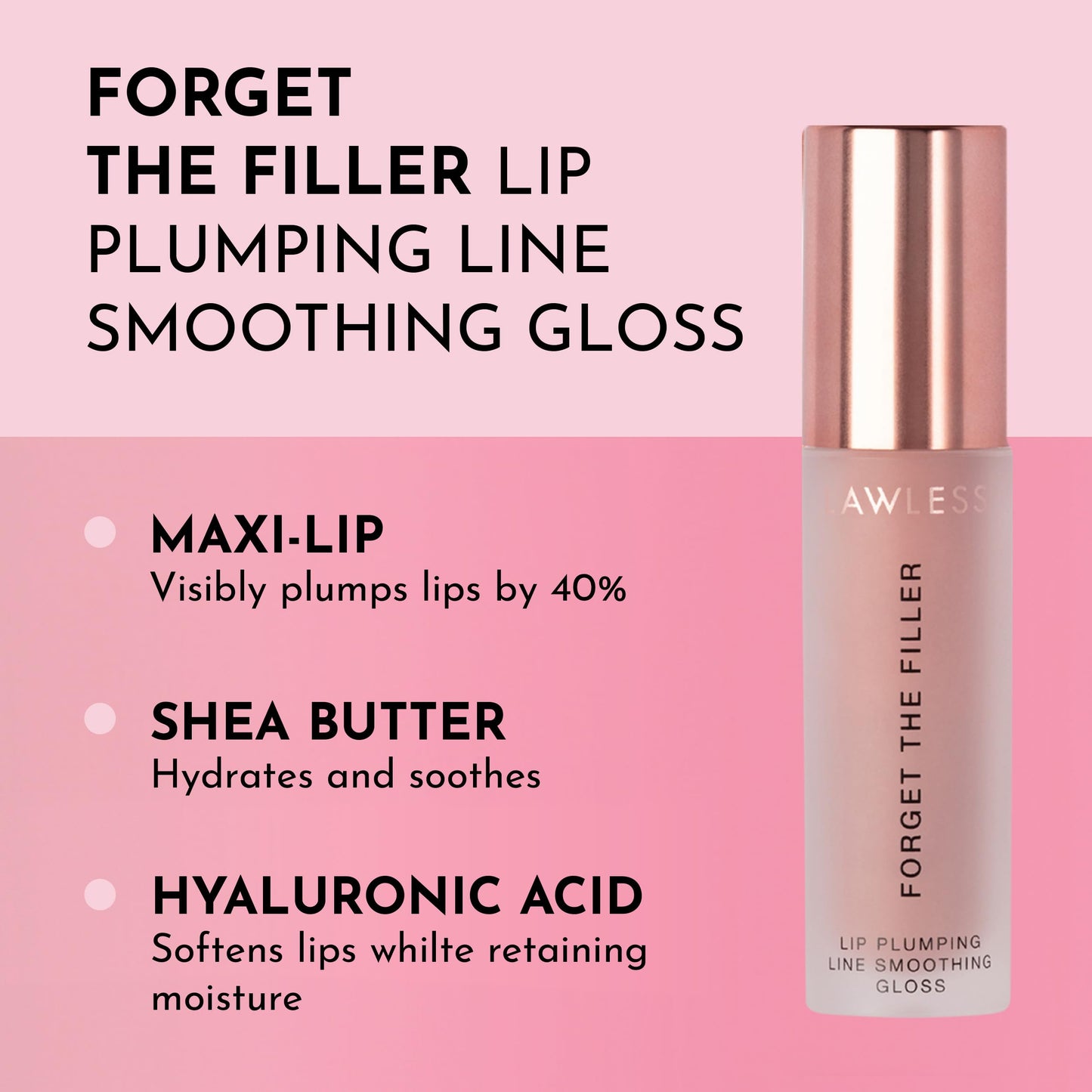 Lawless Forget The Filler Lip Plumper Gloss Nudie Pink – High Shine & Hydration (0.11 oz)