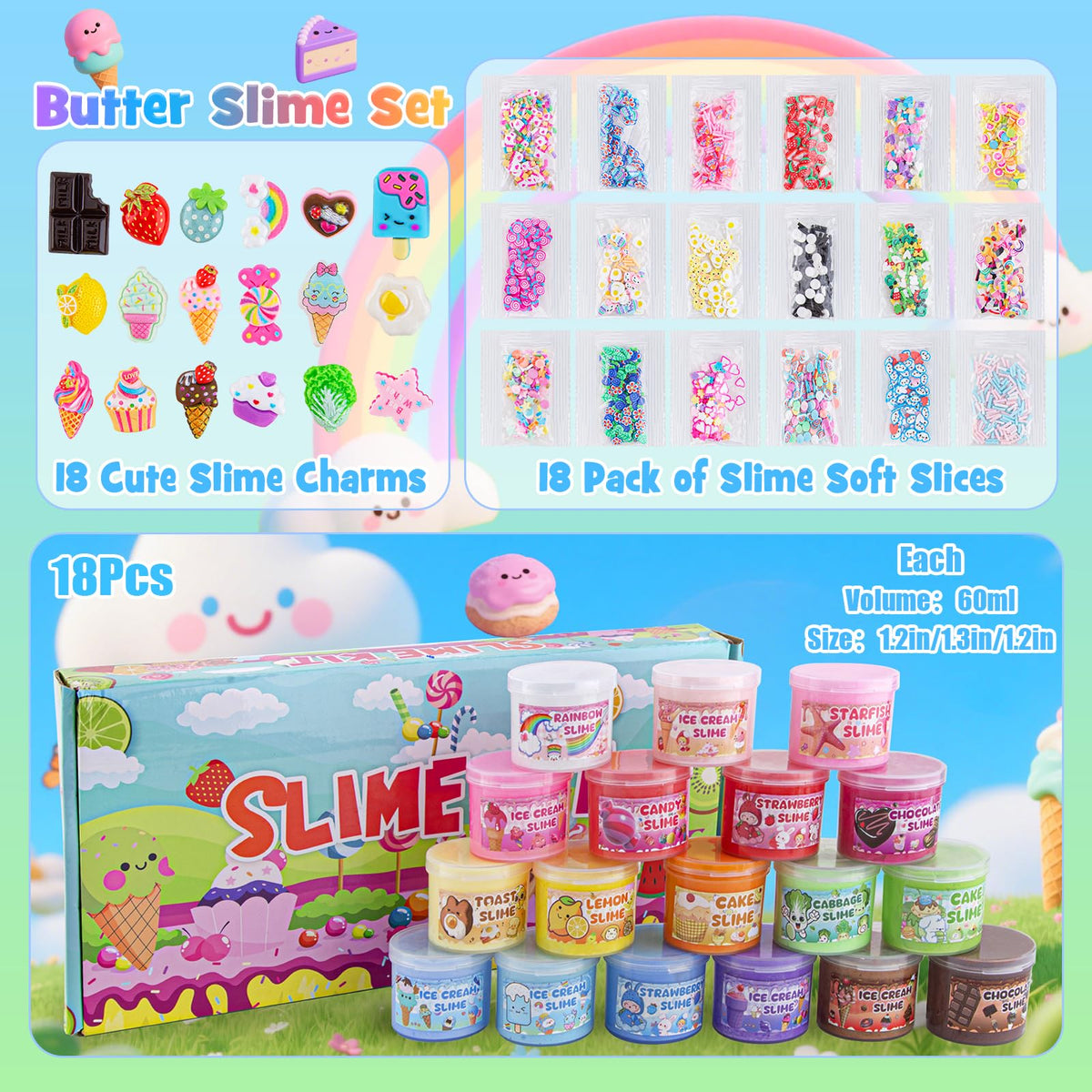 LAWOHO 18-Pack Slimes Butter Slime Kit for Kids Ages 8-12 – Party Favors & Creative Play