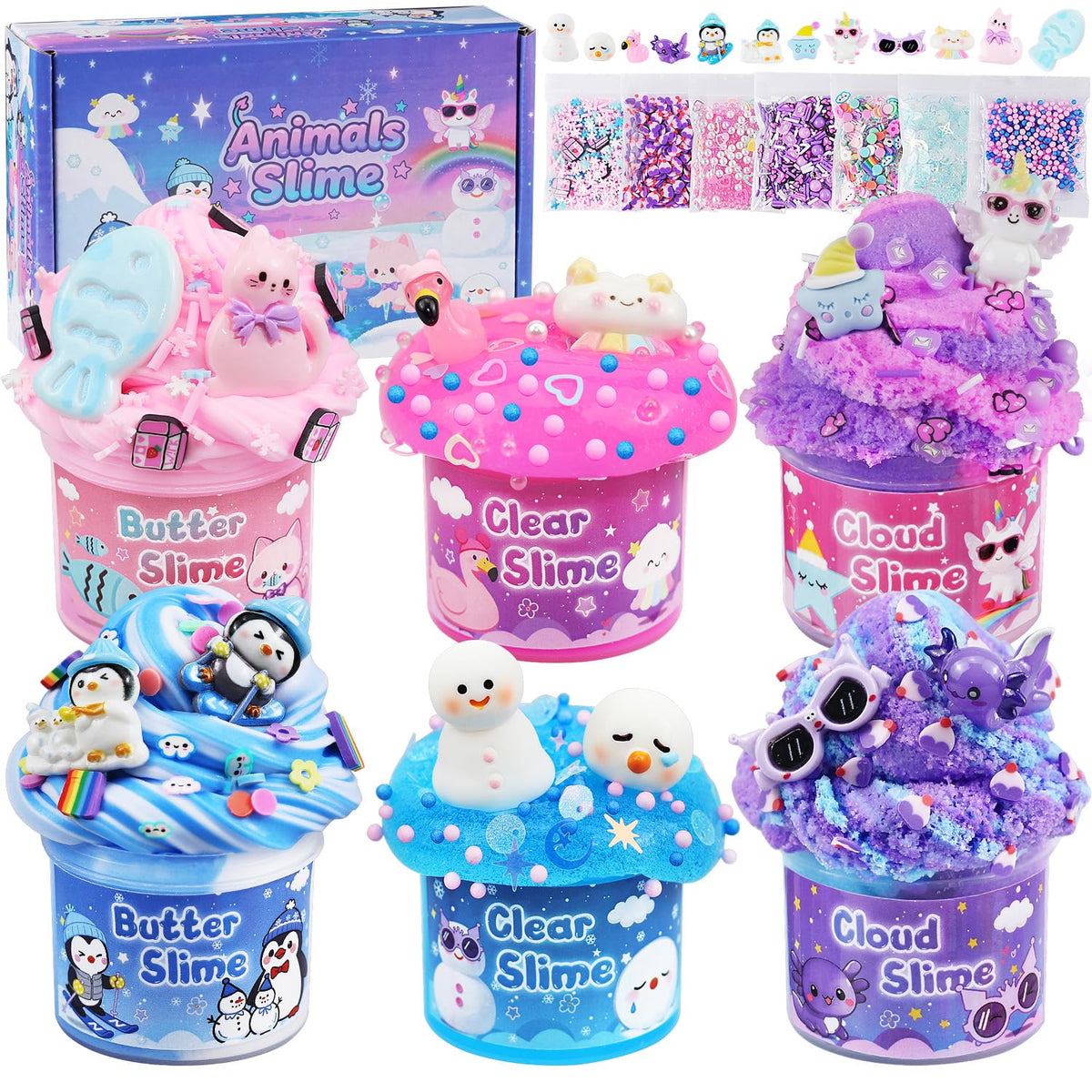 LAWOHO 6 Pack Slimes – Animal Wonderland Slime Kit for Kids 8–12