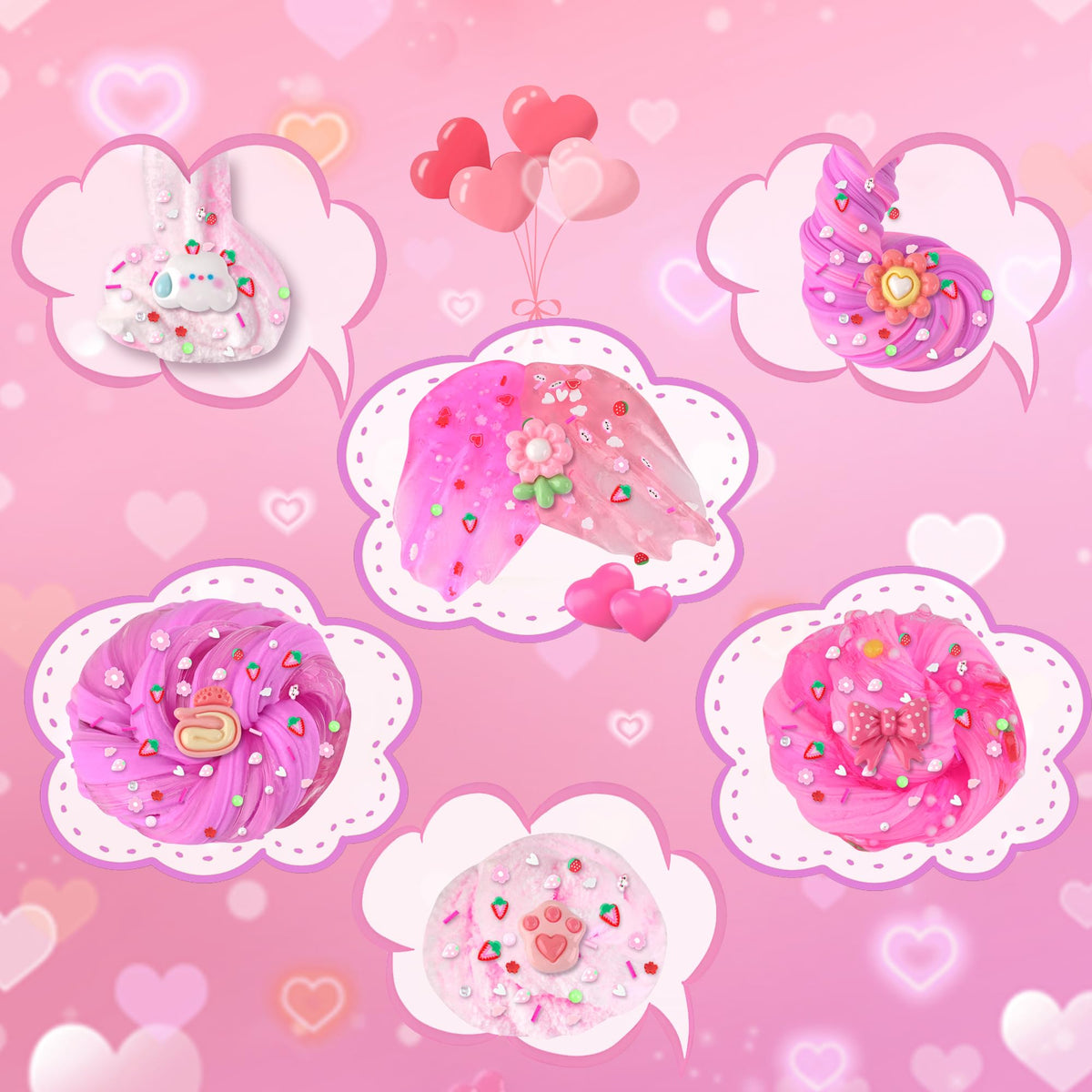 LAWOHO 6-Pack Slimes for Kids | Pink Butter, Cloud & Crystal Slimes Kit