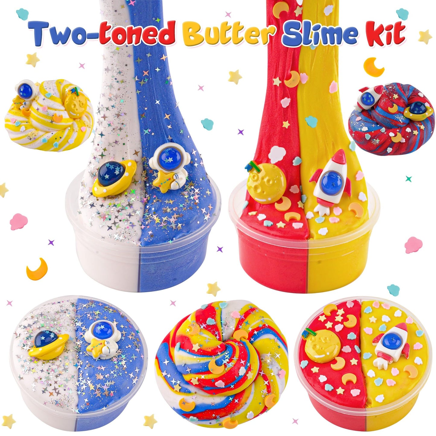 LAWOHO 2-Pack Galaxy Slime & Cloud Slime Kit for Kids Aged 8-12